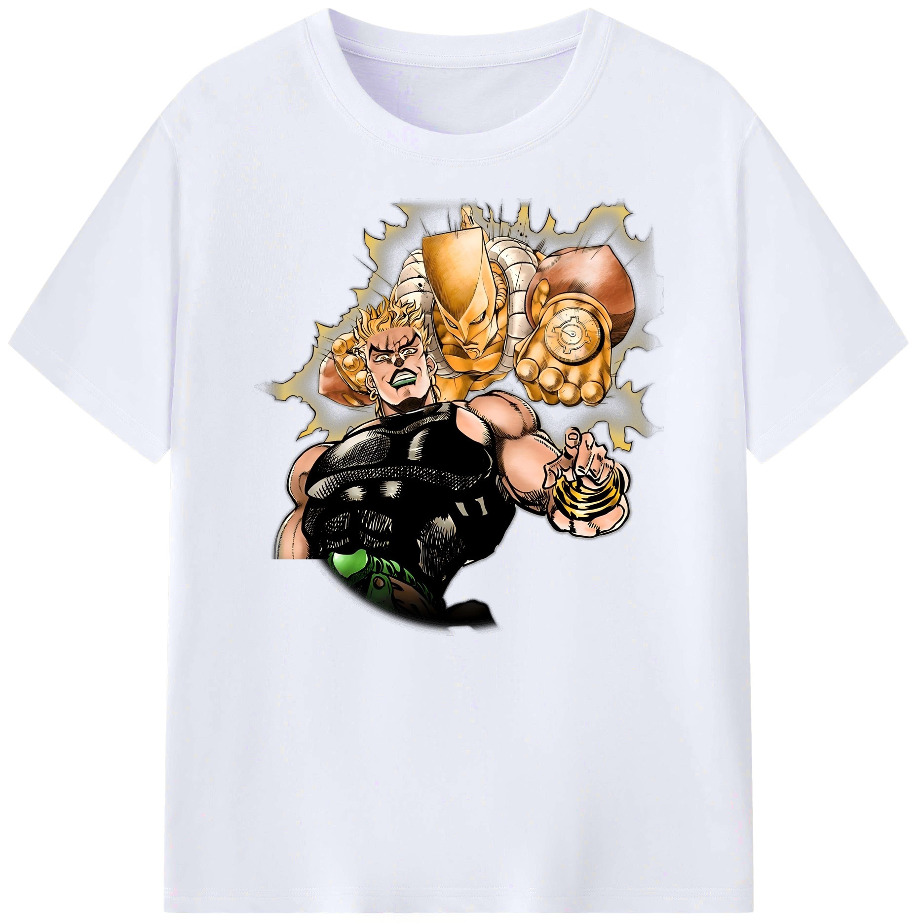 （画像用） ジョジョの奇妙な冒険 ディオ?ブランドー JoJo's Bizarre Adventure Dio Brando 綿100％ メンズ半袖Tシャツ｜肌触りやわらか＆通気性
