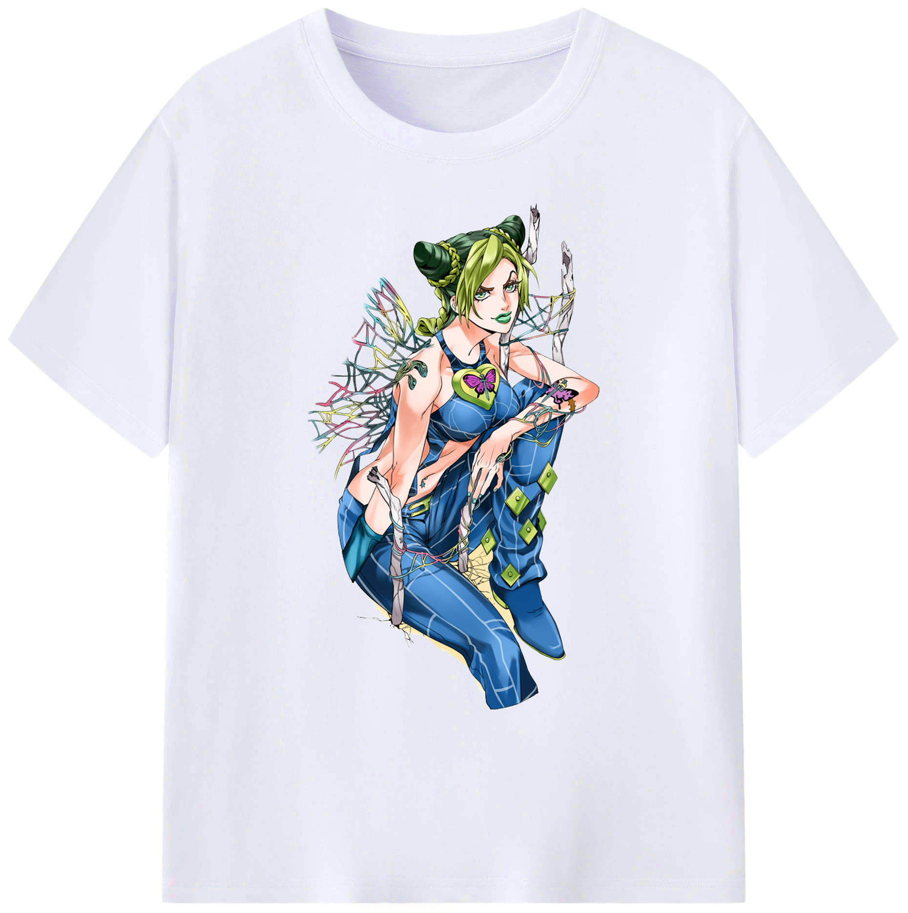 （画像用） "ジョジョの奇妙な冒険 くうじょう ジョリーン JoJo's Bizarre Adventure Jolyne Cujoh " 綿100％ メンズ半袖Tシャツ｜肌触りやわらか＆通気性