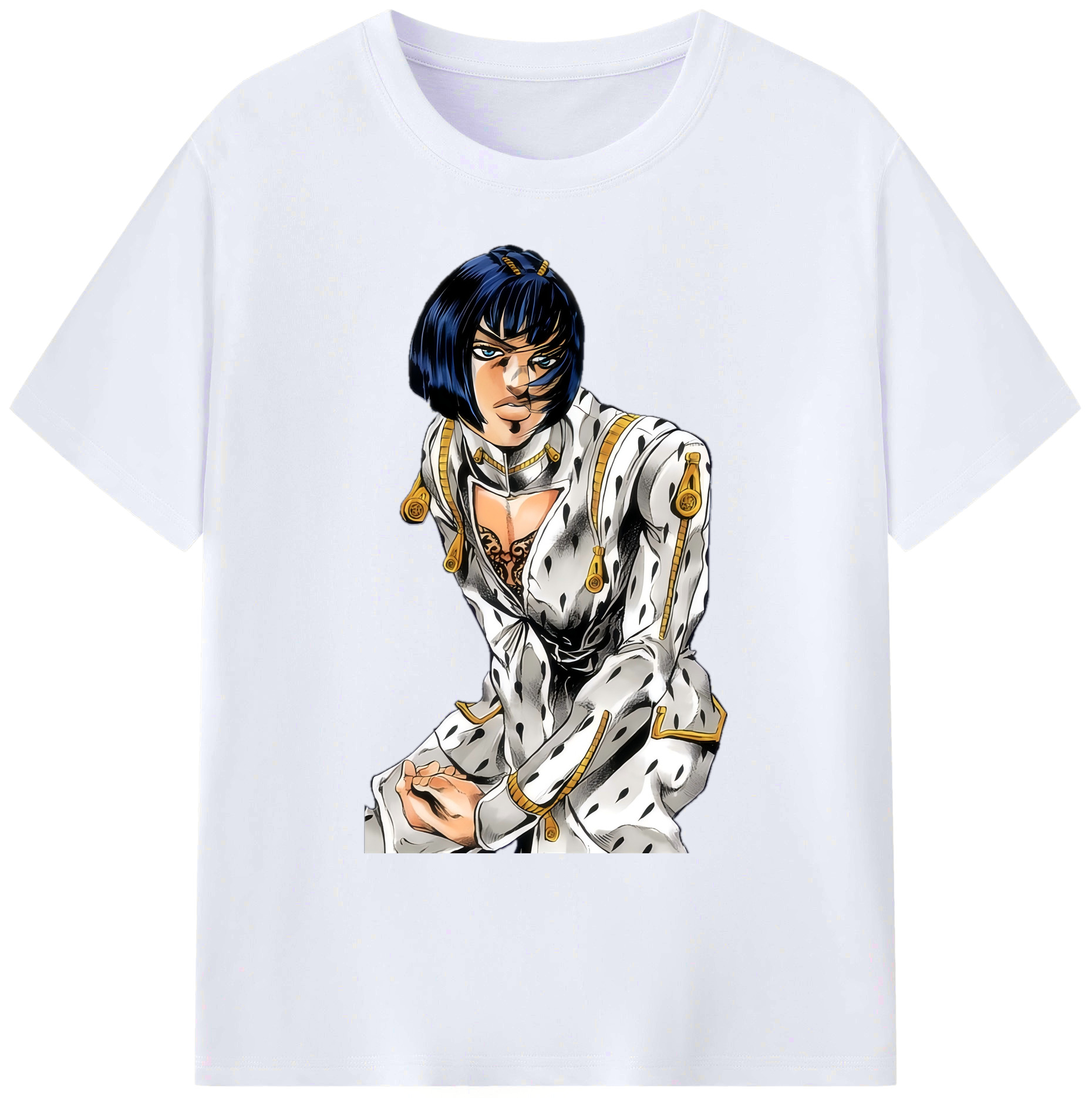 （画像用） ジョジョの奇妙な冒険 ブローノ?ブチャラティ JoJo's Bizarre Adventure Bruno Bucciarati 綿100％ メンズ半袖Tシャツ｜肌触りやわらか＆通気性