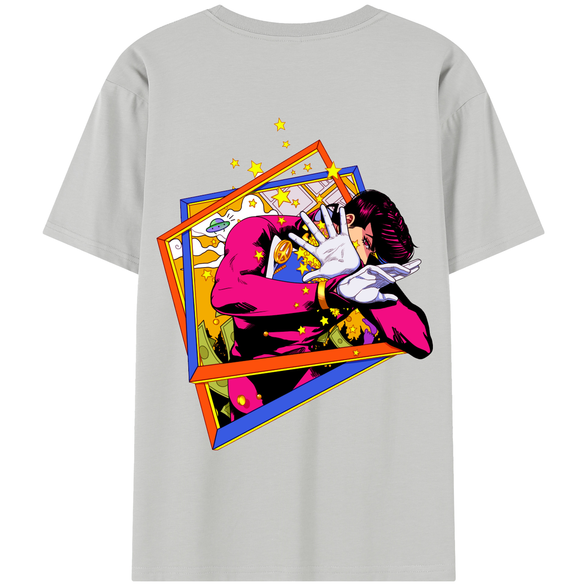 （画像用） ジョジョの奇妙な冒険 ひがしかた じょうすけ JoJo's Bizarre Adventure Higashikata Josuke レディース半袖Tシャツ(バックプリント)