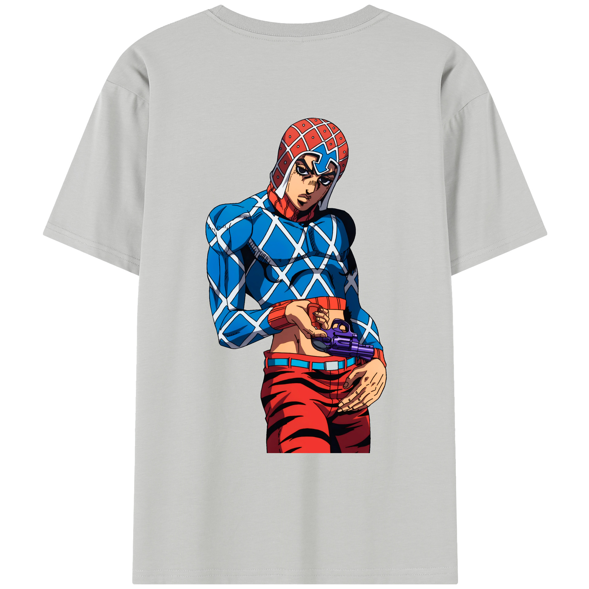 （画像用） ジョジョの奇妙な冒険 グイード?ミスタ JoJo's Bizarre Adventure Guido Mista レディース半袖Tシャツ(バックプリント)