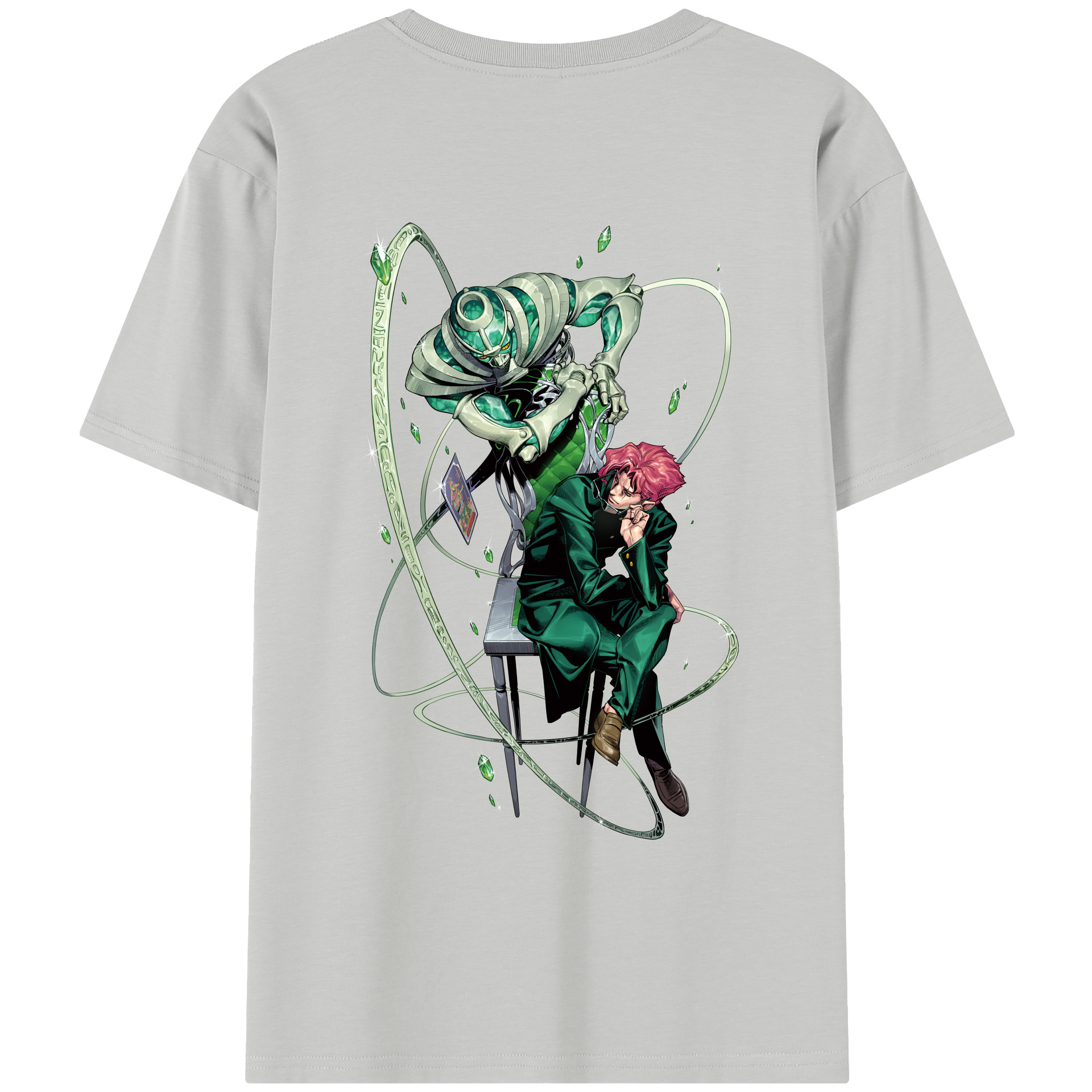 （画像用） ジョジョの奇妙な冒険 花京院 典明（かきょういん のりあき） JoJo's Bizarre Adventure Kakyoin Noriaki レディース半袖Tシャツ(バックプリント)