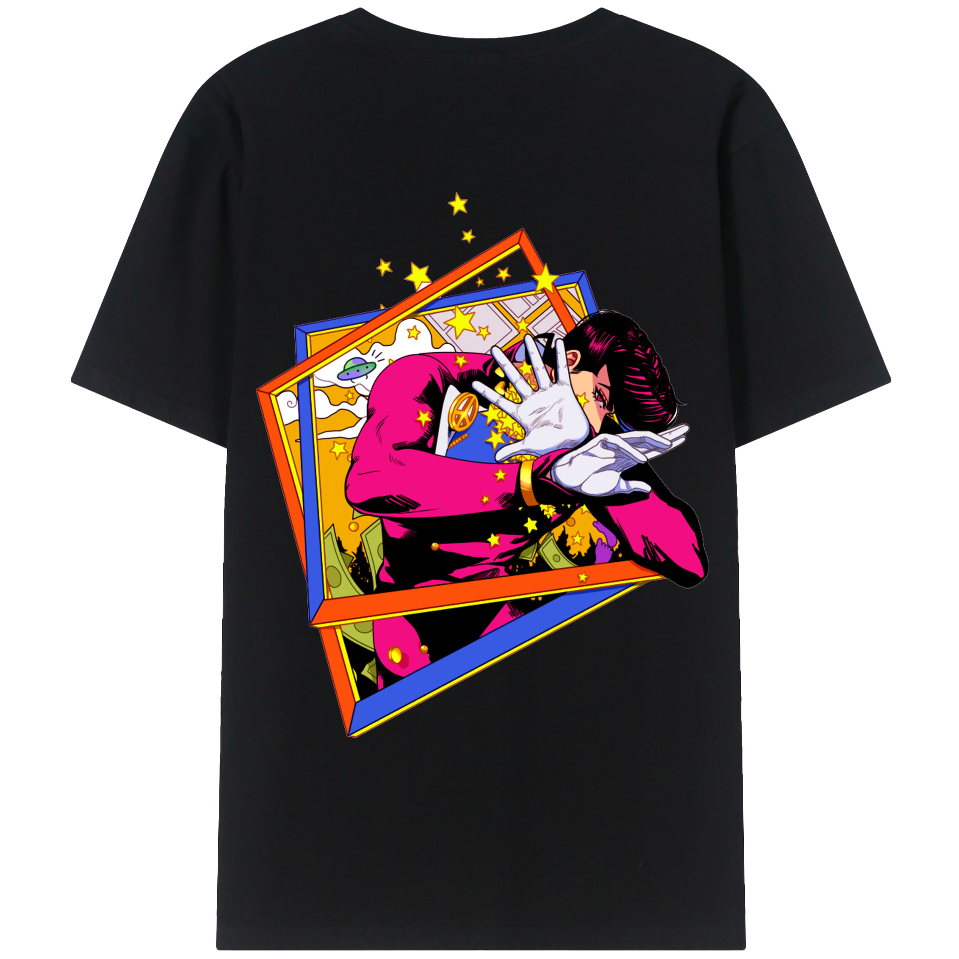 （画像用） ジョジョの奇妙な冒険 ひがしかた じょうすけ JoJo's Bizarre Adventure Higashikata Josuke レディース半袖Tシャツ(バックプリント)