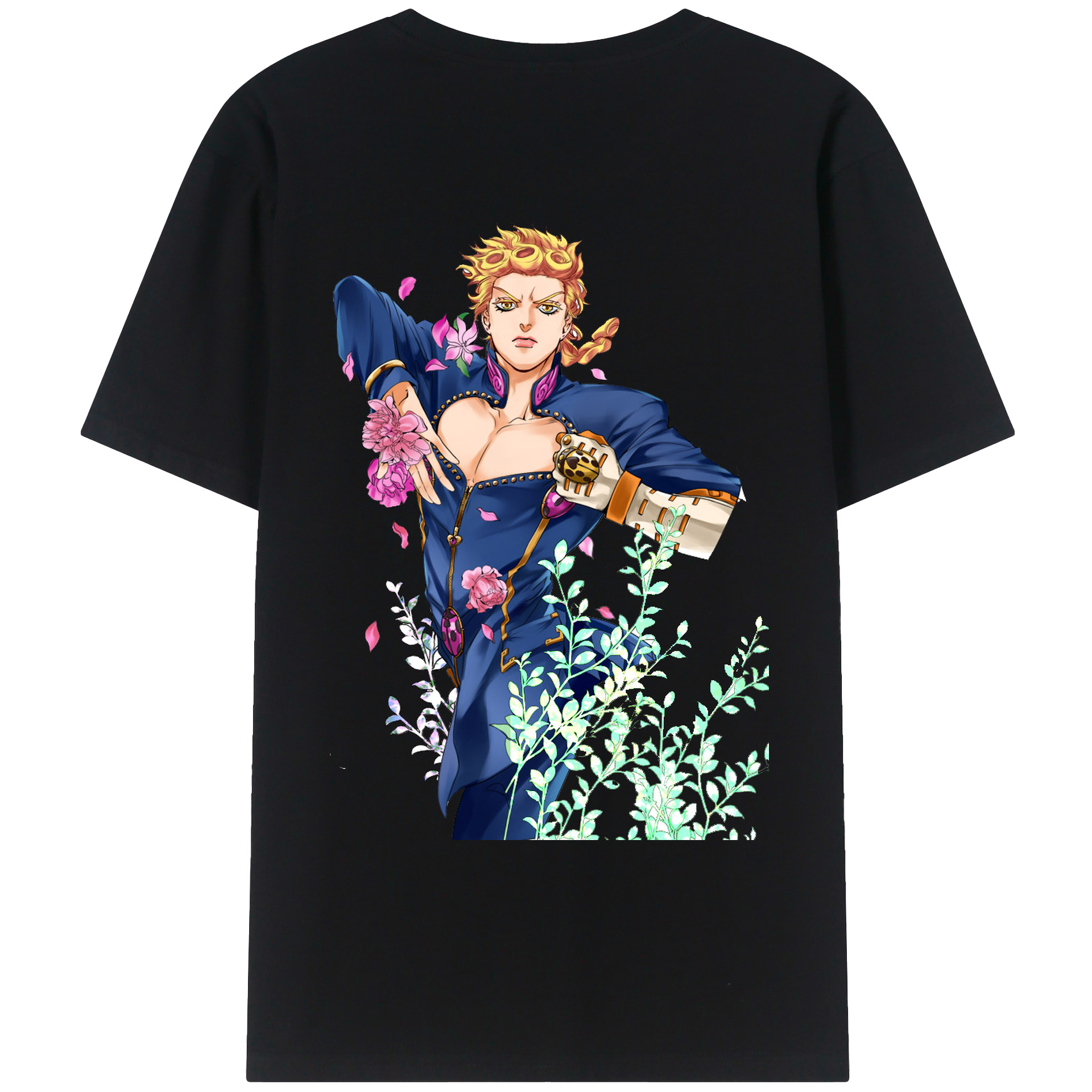 （画像用） ジョジョの奇妙な冒険 ジョルノ?ジョバァーナ JoJo's Bizarre Adventure Giorno Giovanna レディース半袖Tシャツ(バックプリント)