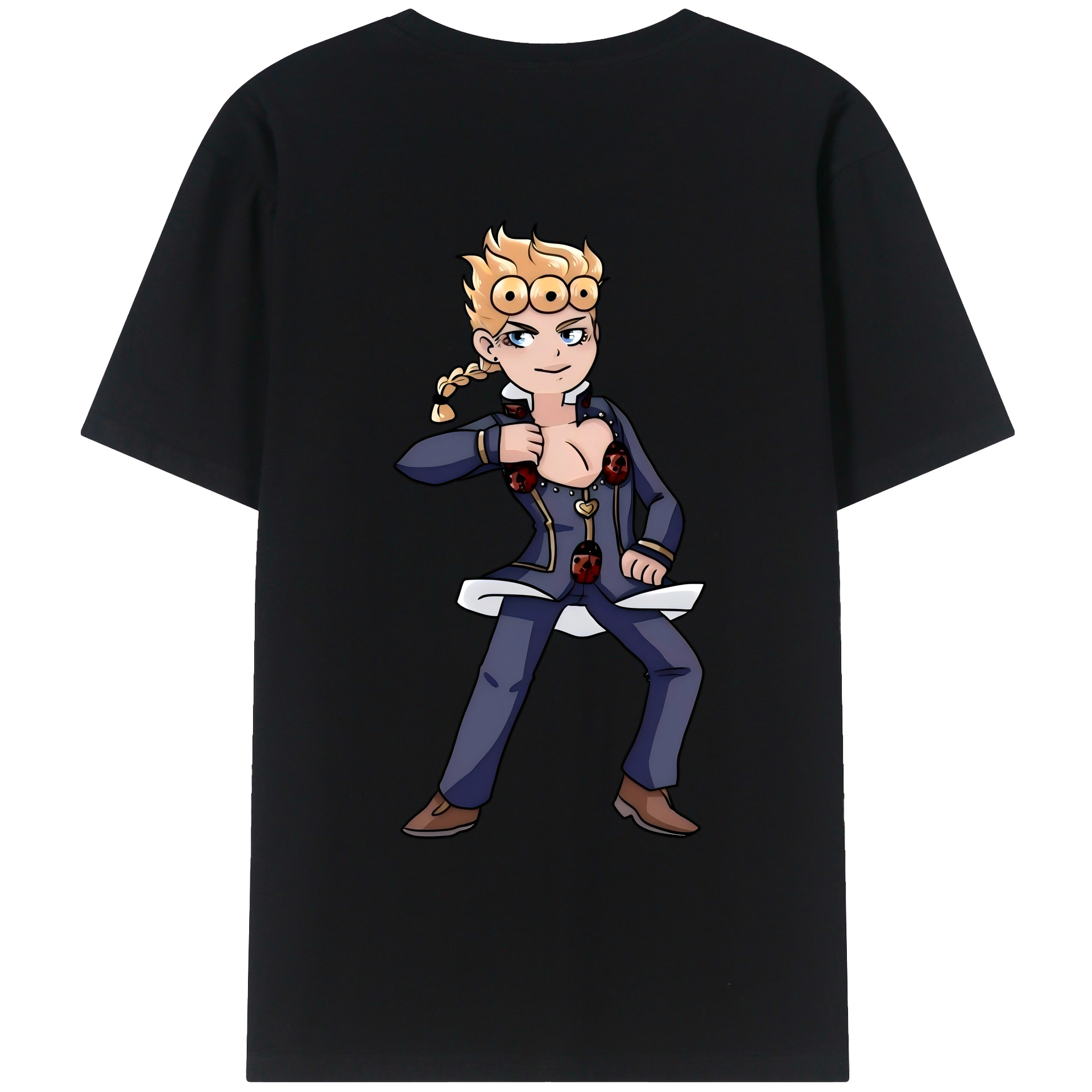 （画像用） ジョジョの奇妙な冒険 ジョルノ?ジョバァーナ JoJo's Bizarre Adventure Giorno Giovanna レディース半袖Tシャツ(バックプリント)