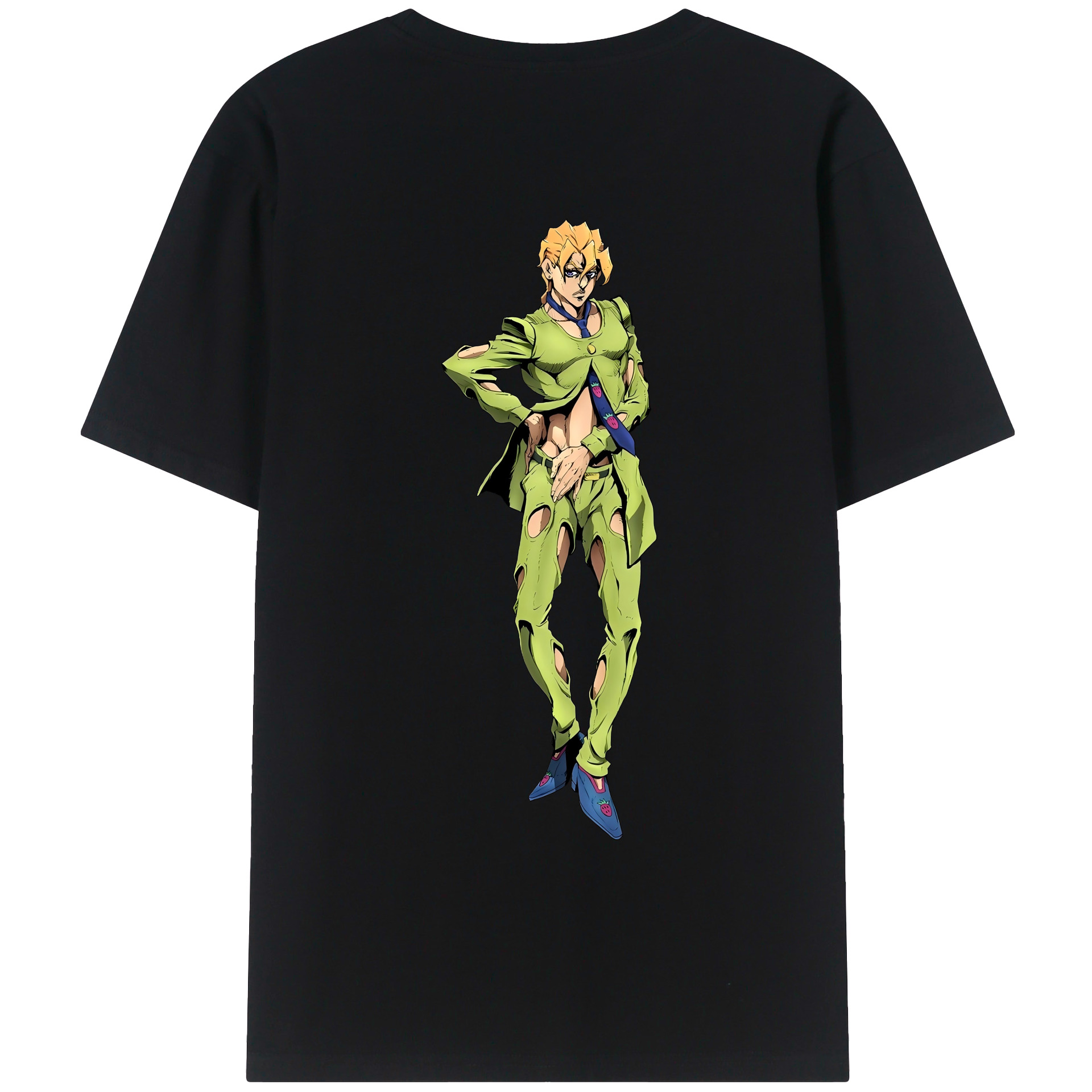 （画像用） ジョジョの奇妙な冒険 パンナコッタ?フー JoJo's Bizarre Adventure Pannacotta Fugo レディース半袖Tシャツ(バックプリント)