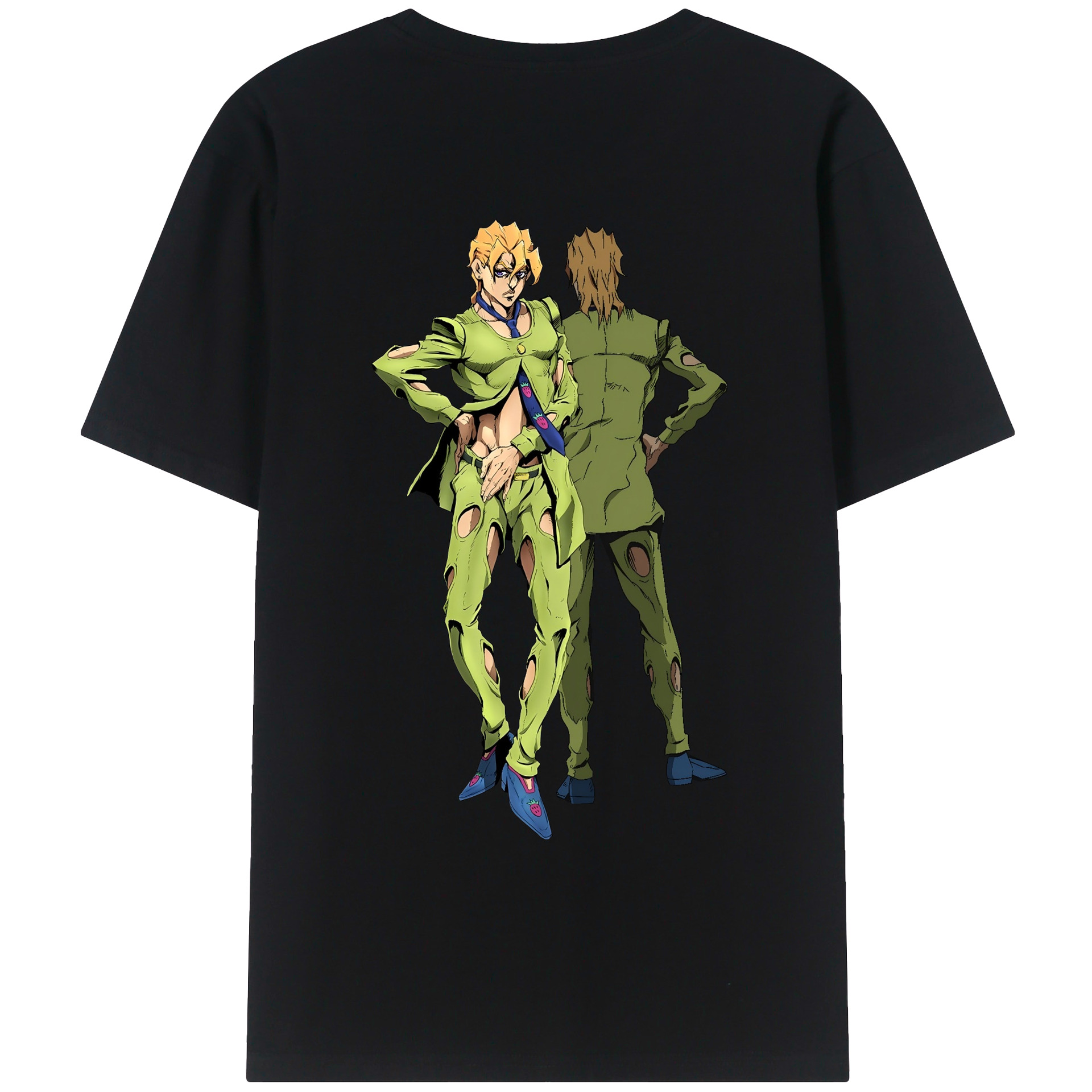 （画像用） ジョジョの奇妙な冒険 パンナコッタ?フー JoJo's Bizarre Adventure Pannacotta Fugo レディース半袖Tシャツ(バックプリント)