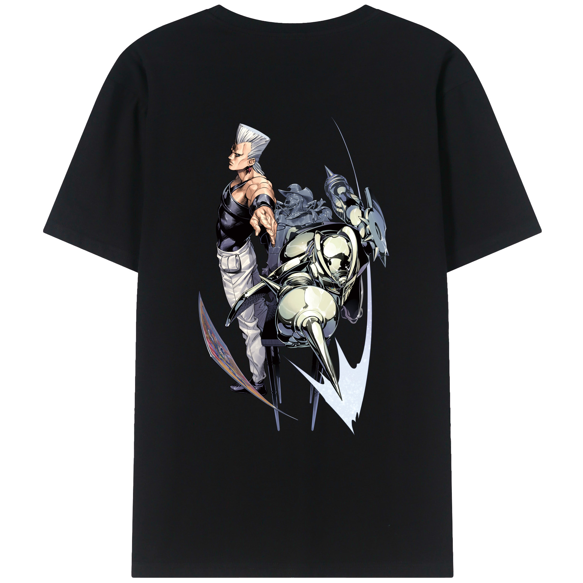 （画像用） ジョジョの奇妙な冒険 ジャン＝ピエール?ポルナレフ JoJo's Bizarre Adventure Jan Pierre Polnareff レディース半袖Tシャツ(バックプリント)