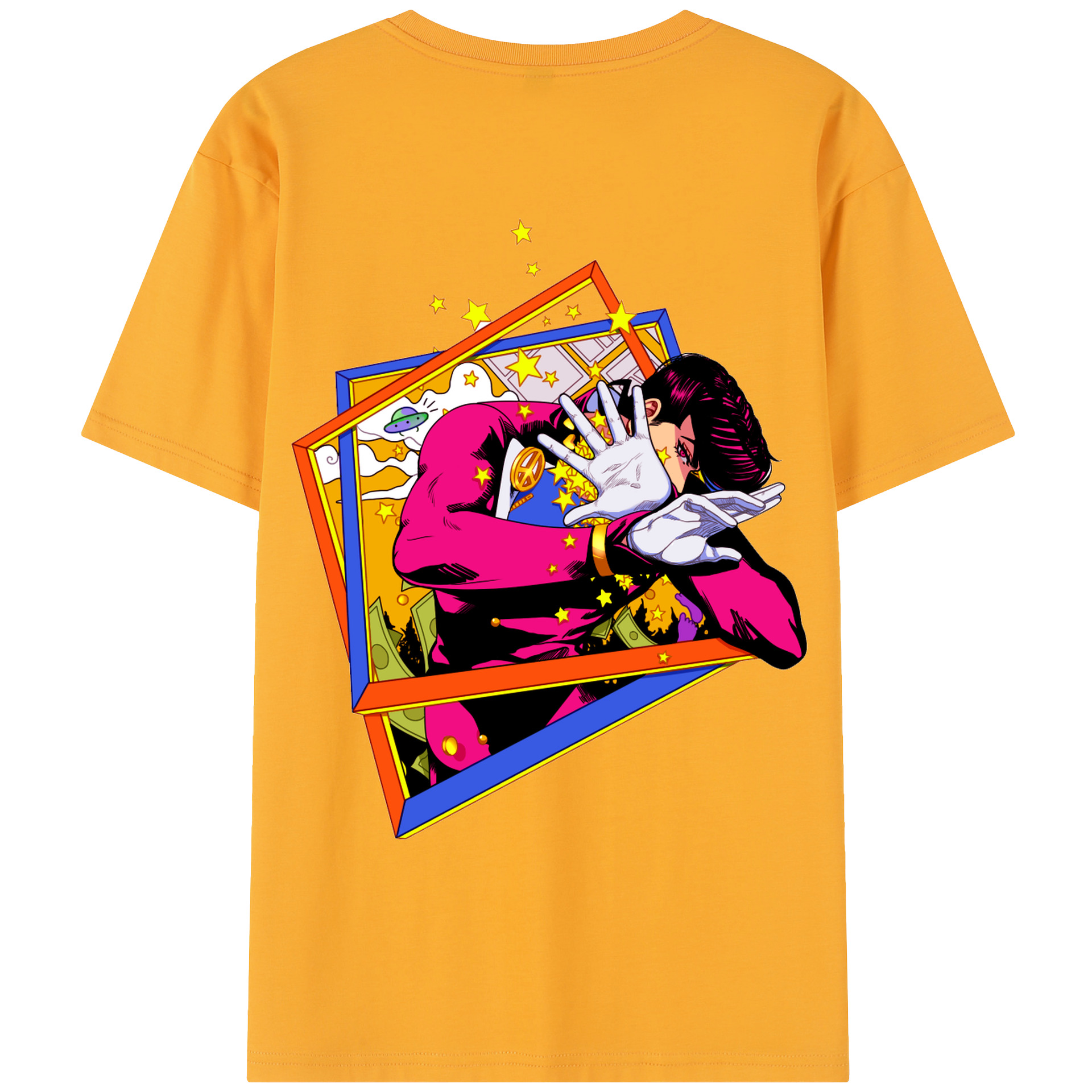 （画像用） ジョジョの奇妙な冒険 ひがしかた じょうすけ JoJo's Bizarre Adventure Higashikata Josuke レディース半袖Tシャツ(バックプリント)