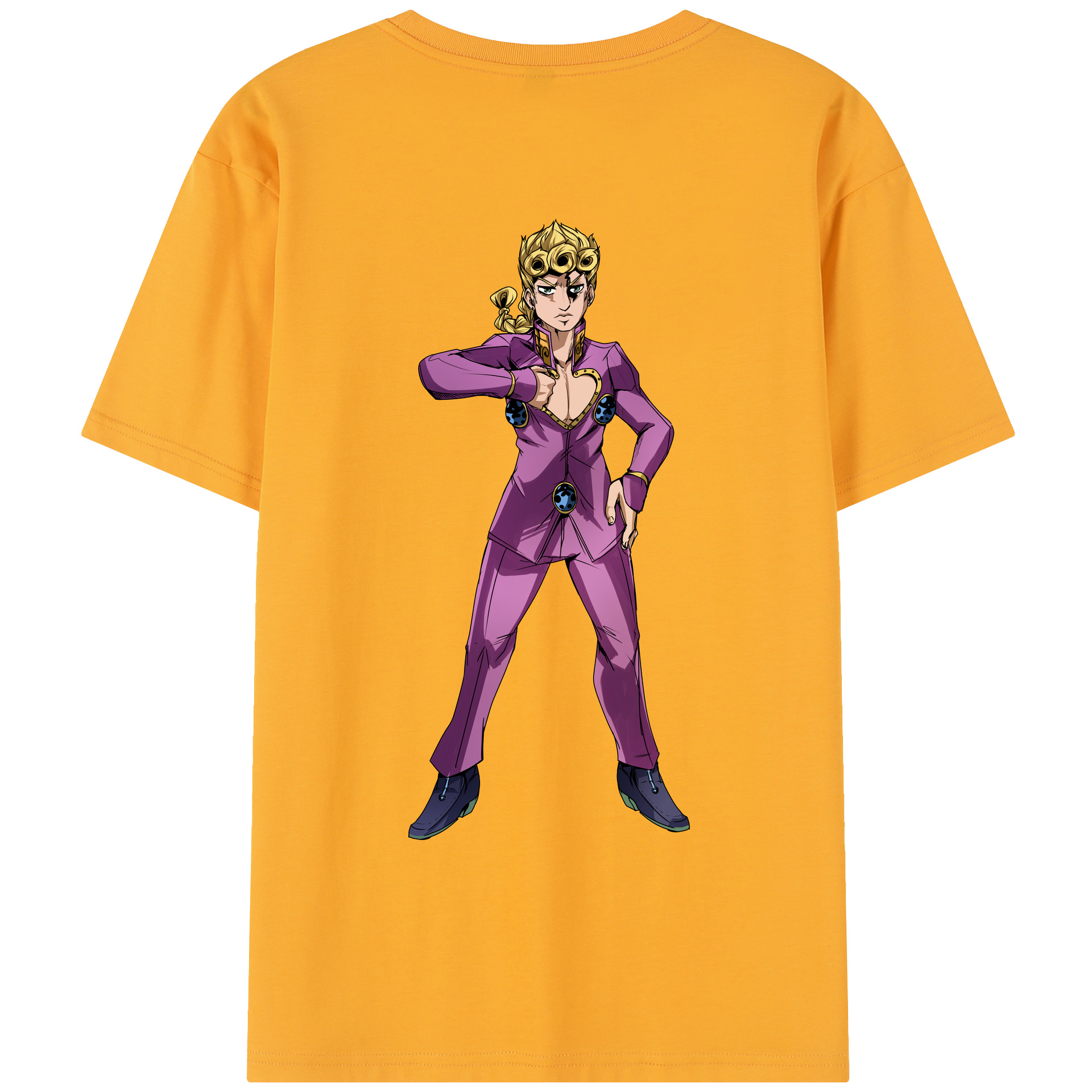 （画像用） ジョジョの奇妙な冒険 ジョルノ?ジョバァーナ JoJo's Bizarre Adventure Giorno Giovanna レディース半袖Tシャツ(バックプリント)