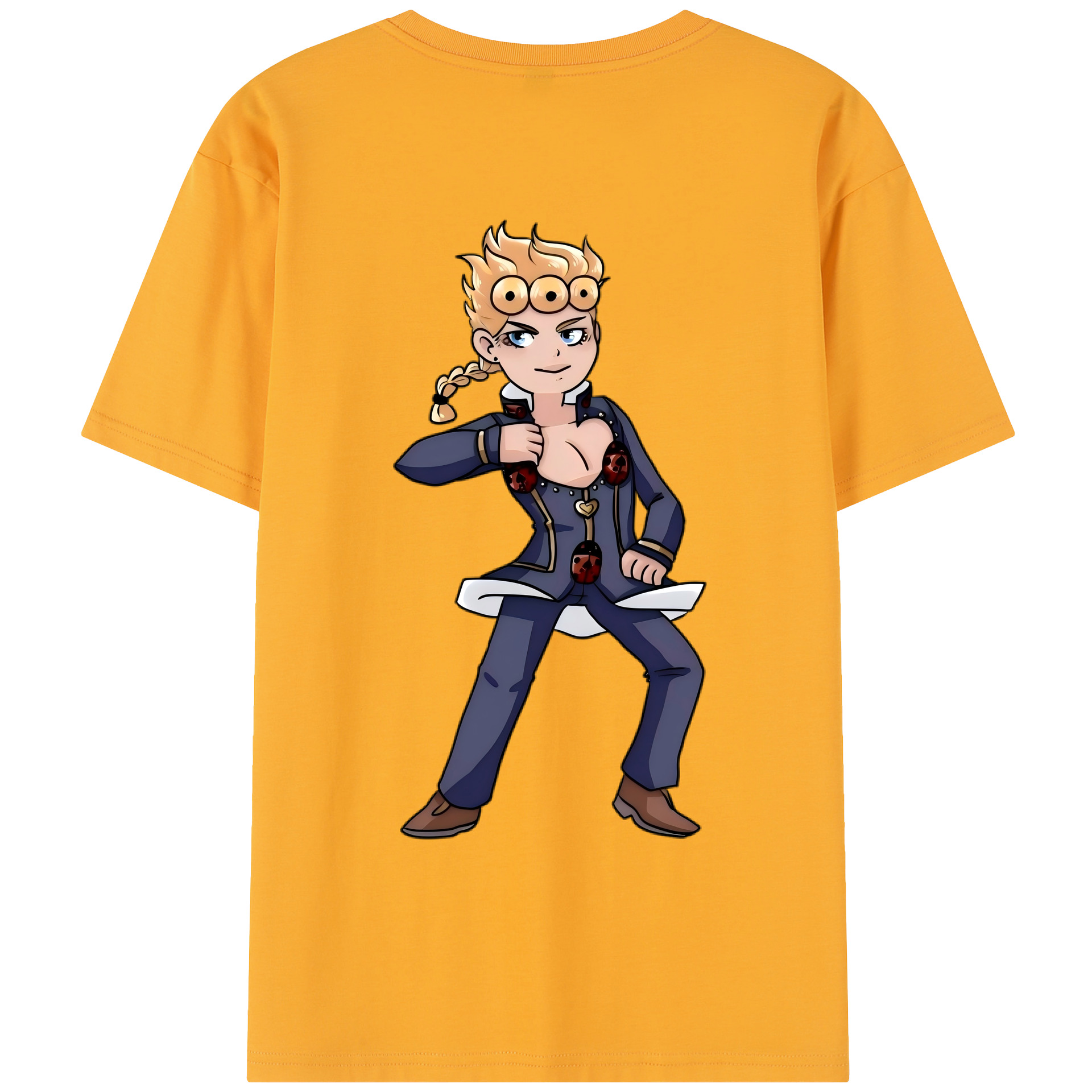 （画像用） ジョジョの奇妙な冒険 ジョルノ?ジョバァーナ JoJo's Bizarre Adventure Giorno Giovanna レディース半袖Tシャツ(バックプリント)