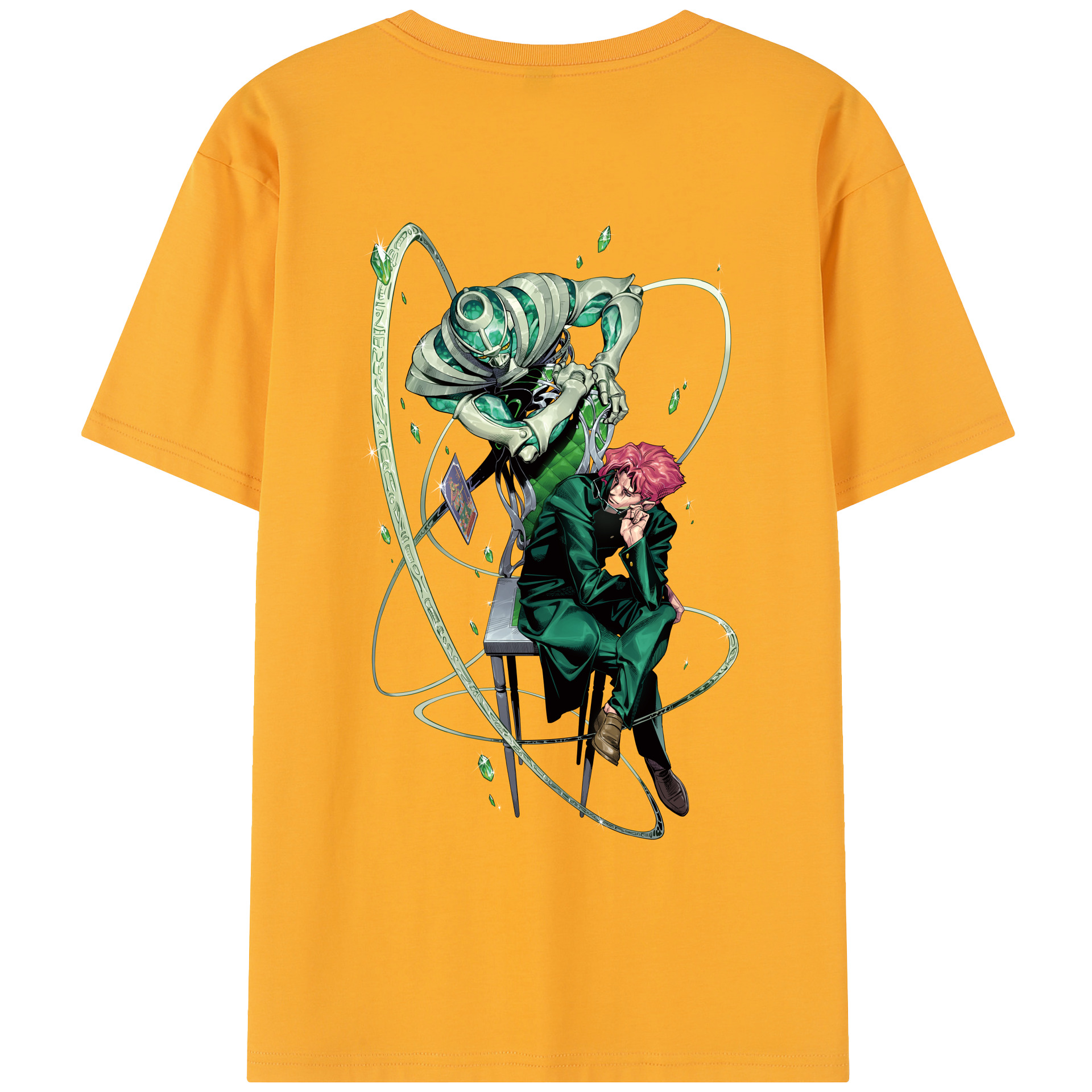 （画像用） ジョジョの奇妙な冒険 花京院 典明（かきょういん のりあき） JoJo's Bizarre Adventure Kakyoin Noriaki レディース半袖Tシャツ(バックプリント)