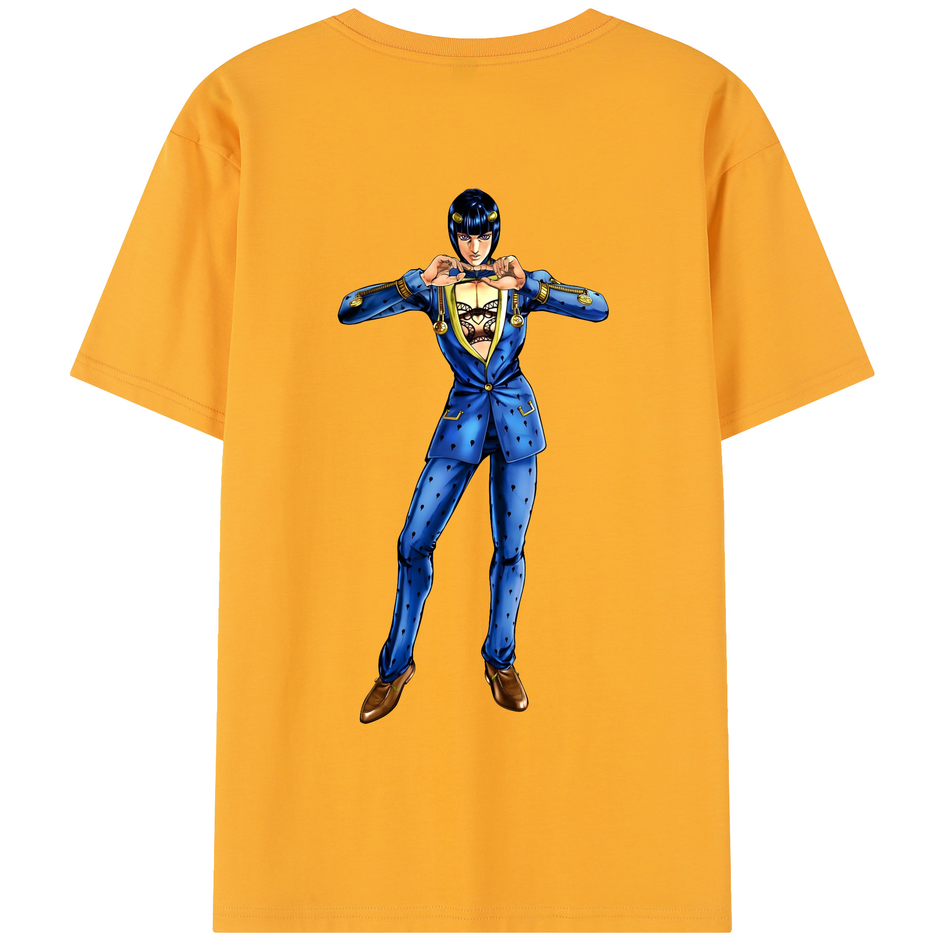 （画像用） ジョジョの奇妙な冒険 ブローノ?ブチャラティ JoJo's Bizarre Adventure Bruno Bucciarati レディース半袖Tシャツ(バックプリント)