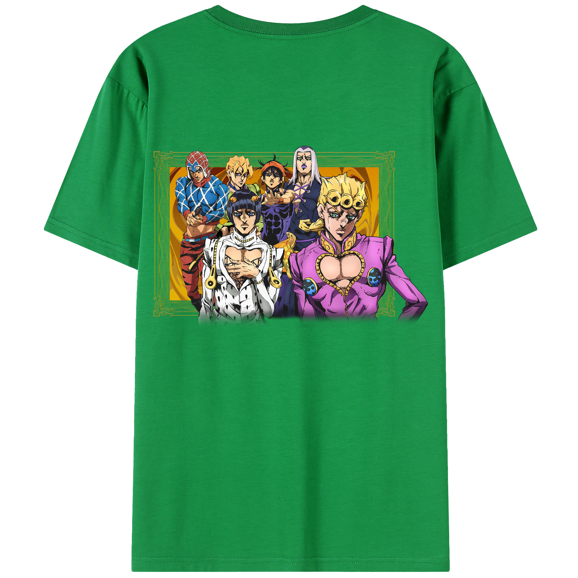 （画像用） ジョジョの奇妙な冒険 ジョルノ?ジョバァーナ JoJo's Bizarre Adventure Giorno Giovanna レディース半袖Tシャツ(バックプリント)