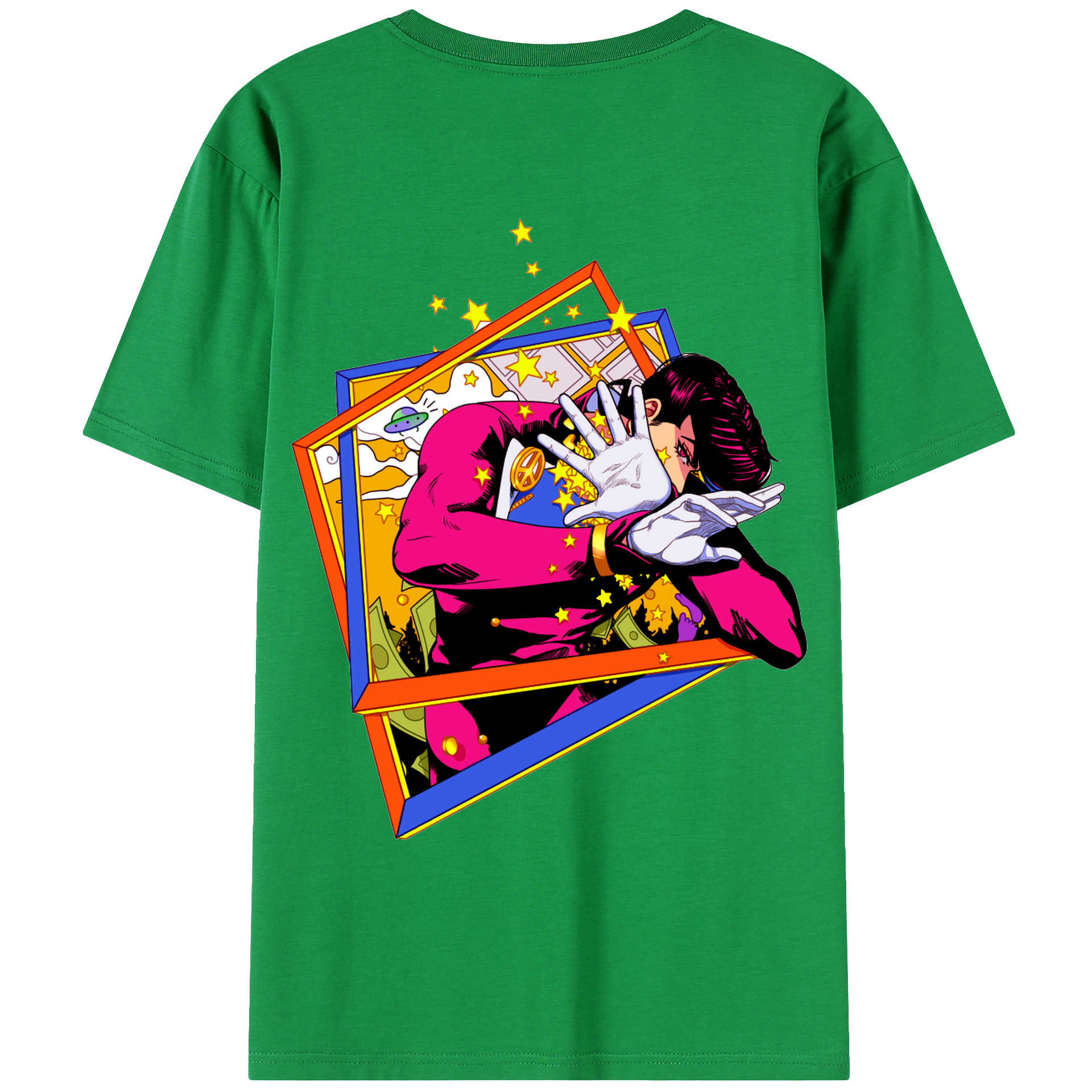 （画像用） ジョジョの奇妙な冒険 ひがしかた じょうすけ JoJo's Bizarre Adventure Higashikata Josuke レディース半袖Tシャツ(バックプリント)