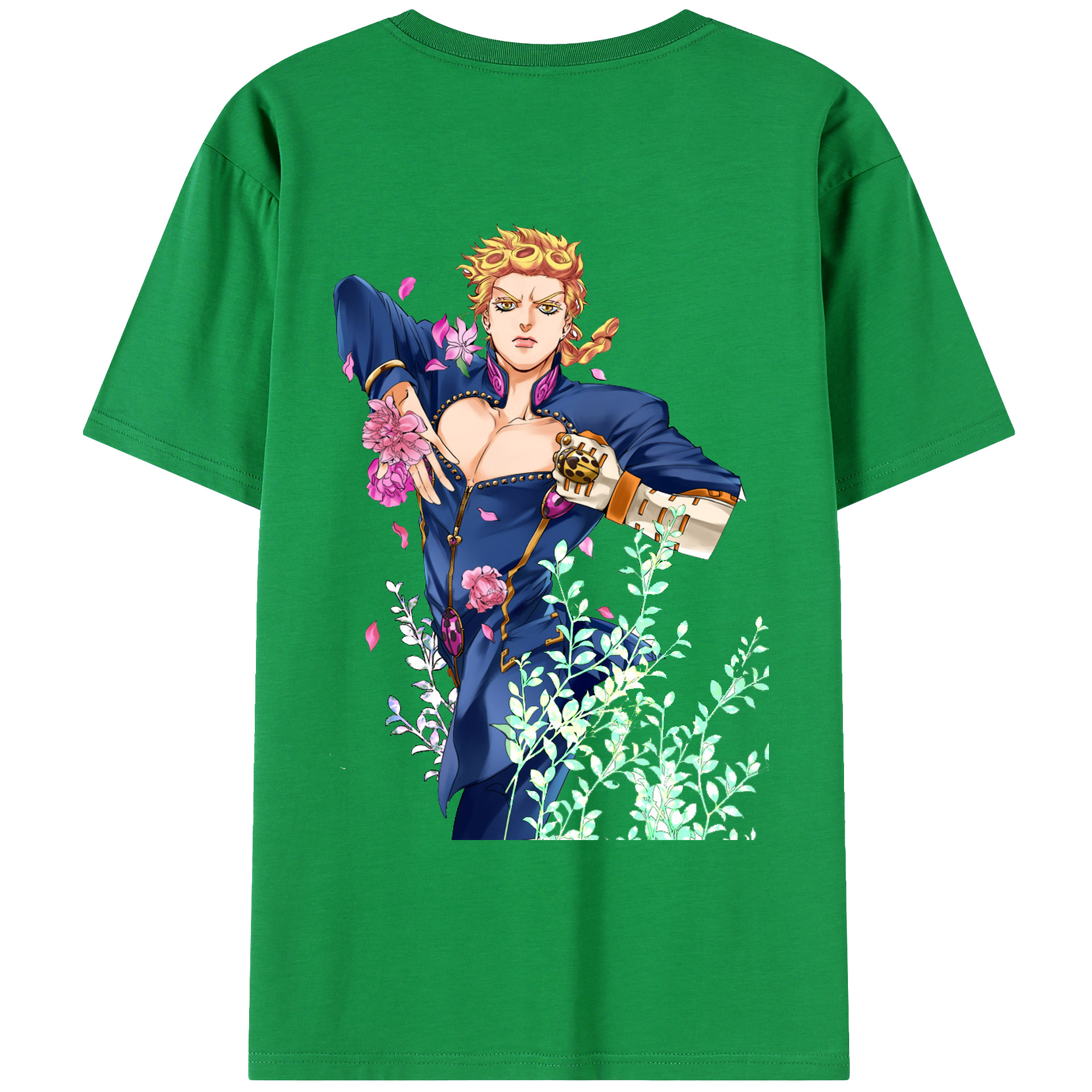 （画像用） ジョジョの奇妙な冒険 ジョルノ?ジョバァーナ JoJo's Bizarre Adventure Giorno Giovanna レディース半袖Tシャツ(バックプリント)