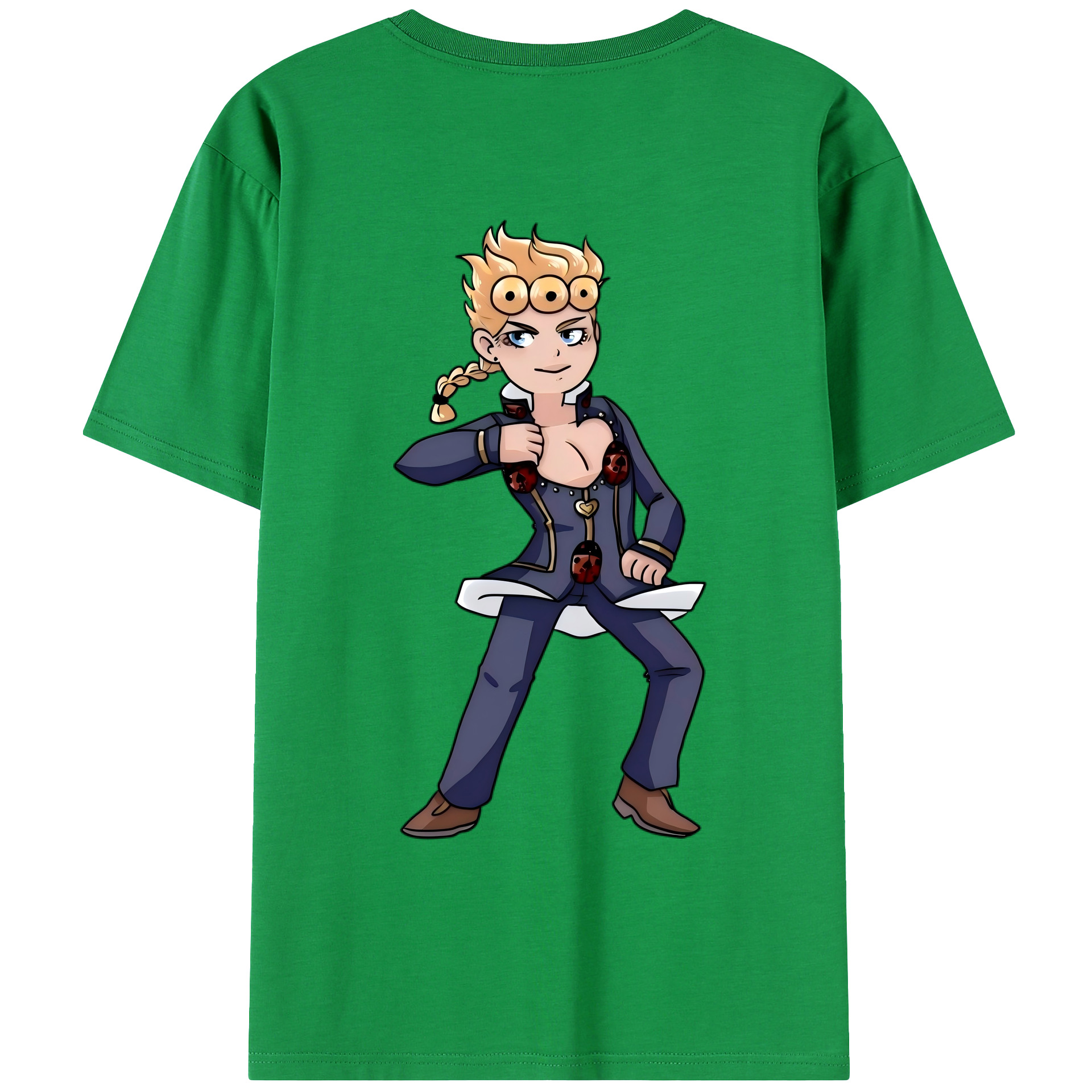 （画像用） ジョジョの奇妙な冒険 ジョルノ?ジョバァーナ JoJo's Bizarre Adventure Giorno Giovanna レディース半袖Tシャツ(バックプリント)