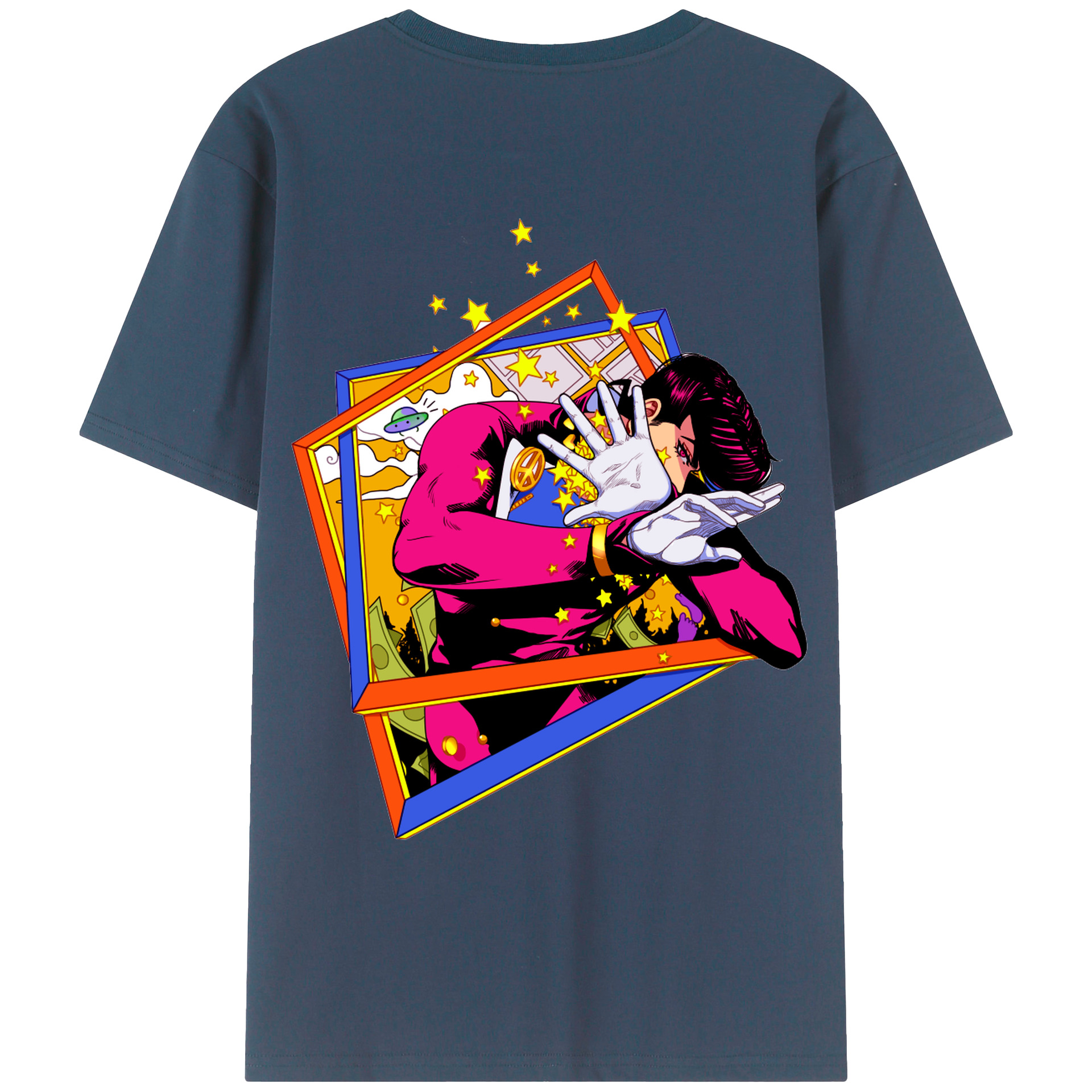 （画像用） ジョジョの奇妙な冒険 ひがしかた じょうすけ JoJo's Bizarre Adventure Higashikata Josuke レディース半袖Tシャツ(バックプリント)