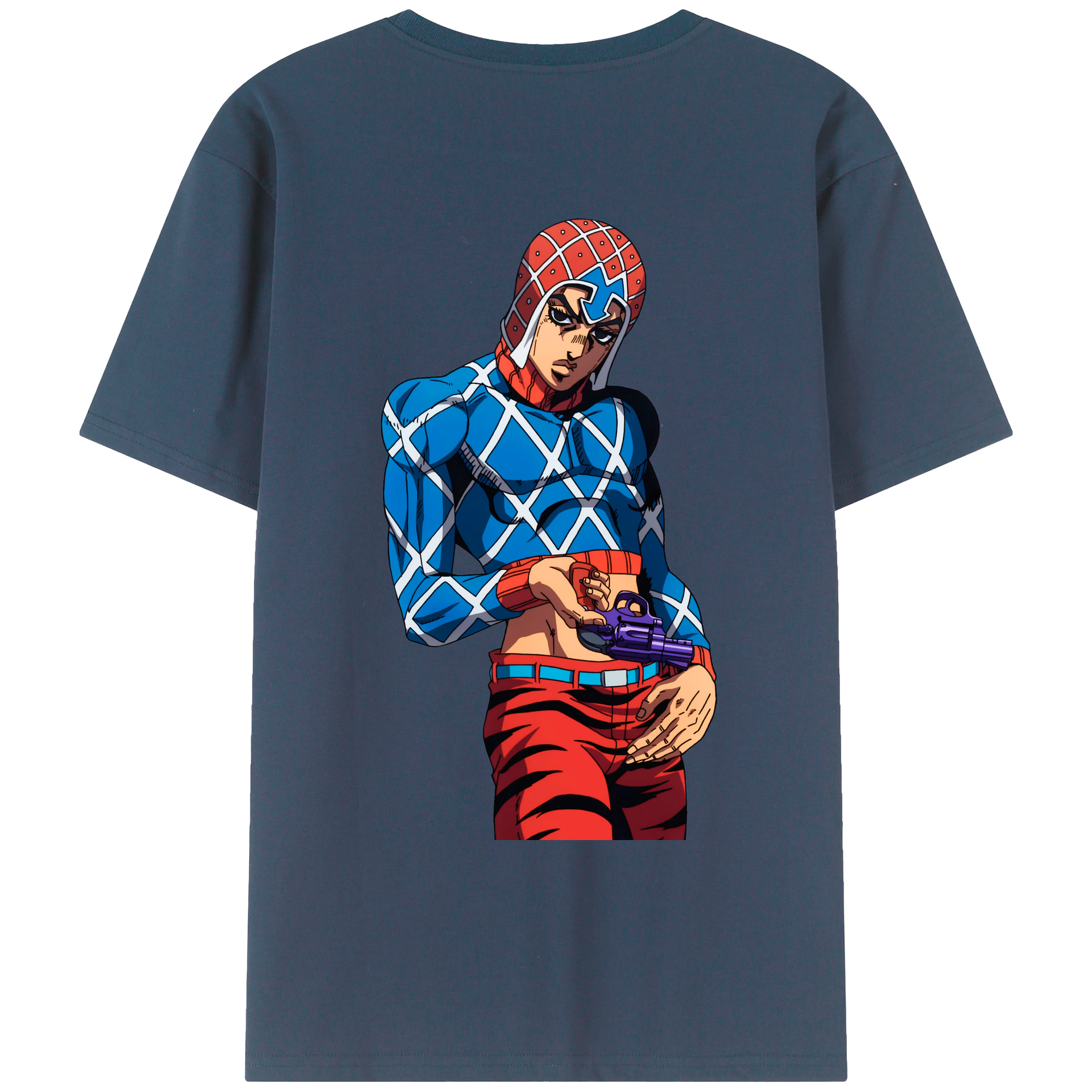 （画像用） ジョジョの奇妙な冒険 グイード?ミスタ JoJo's Bizarre Adventure Guido Mista レディース半袖Tシャツ(バックプリント)
