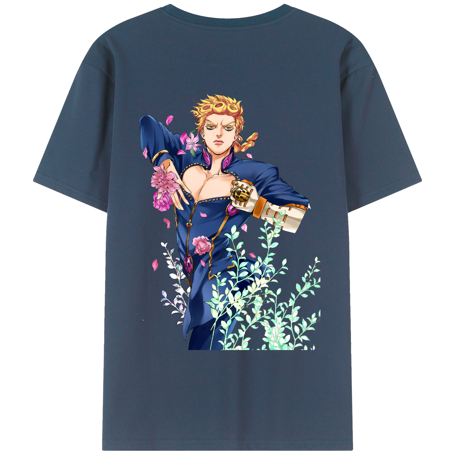 （画像用） ジョジョの奇妙な冒険 ジョルノ?ジョバァーナ JoJo's Bizarre Adventure Giorno Giovanna レディース半袖Tシャツ(バックプリント)