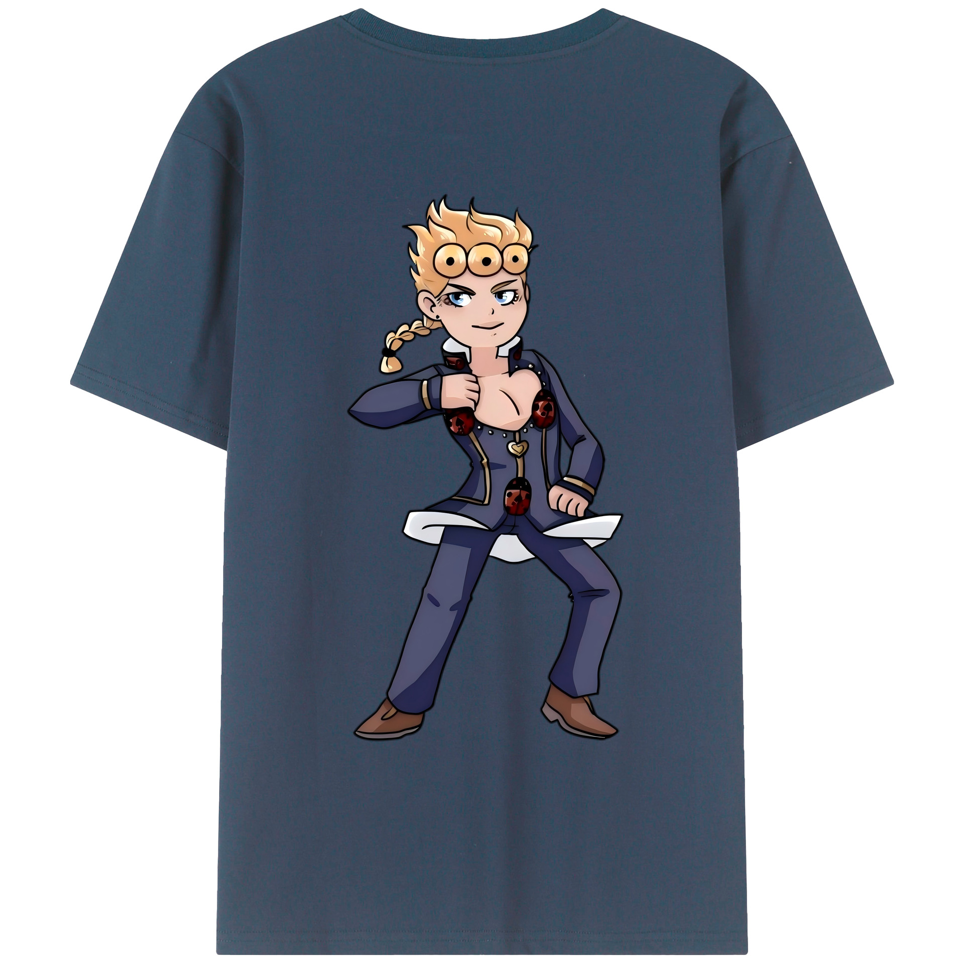 （画像用） ジョジョの奇妙な冒険 ジョルノ?ジョバァーナ JoJo's Bizarre Adventure Giorno Giovanna レディース半袖Tシャツ(バックプリント)