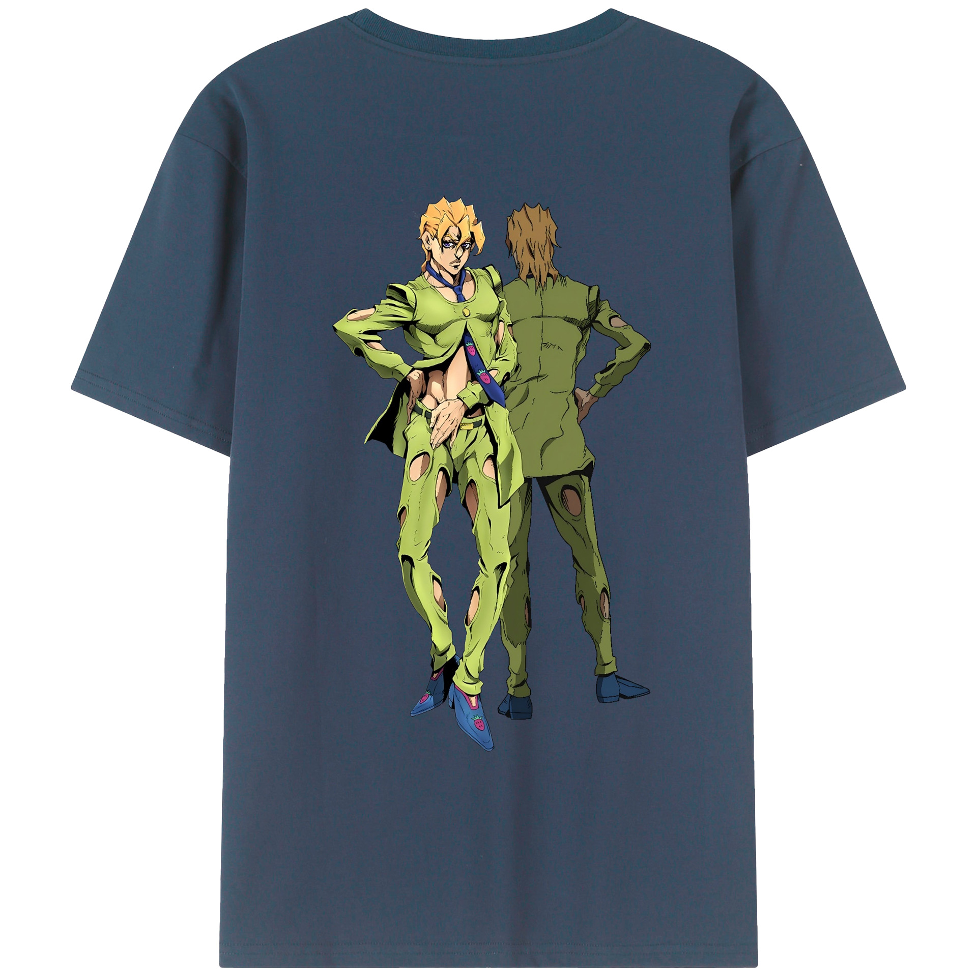 （画像用） ジョジョの奇妙な冒険 パンナコッタ?フー JoJo's Bizarre Adventure Pannacotta Fugo レディース半袖Tシャツ(バックプリント)