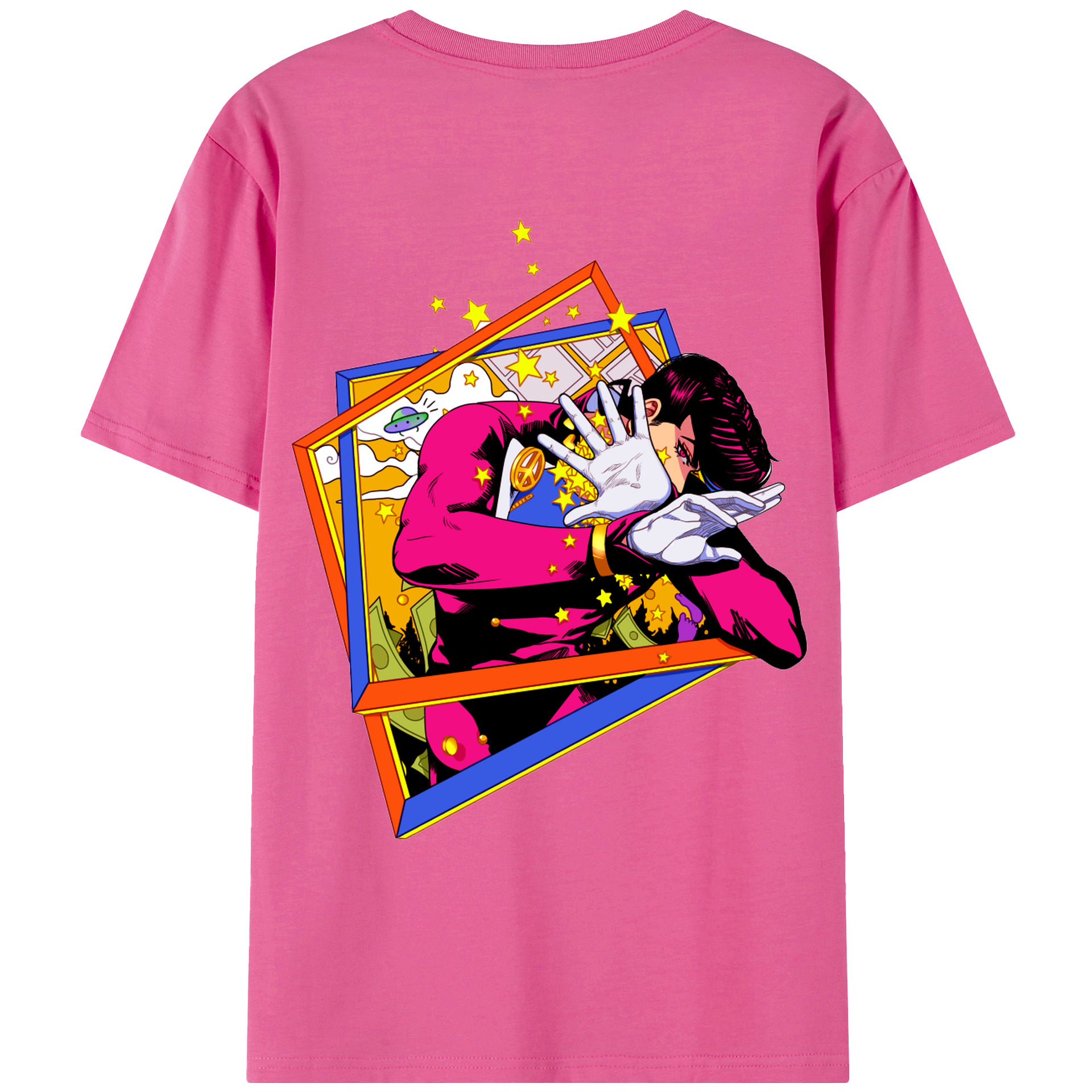 （画像用） ジョジョの奇妙な冒険 ひがしかた じょうすけ JoJo's Bizarre Adventure Higashikata Josuke レディース半袖Tシャツ(バックプリント)