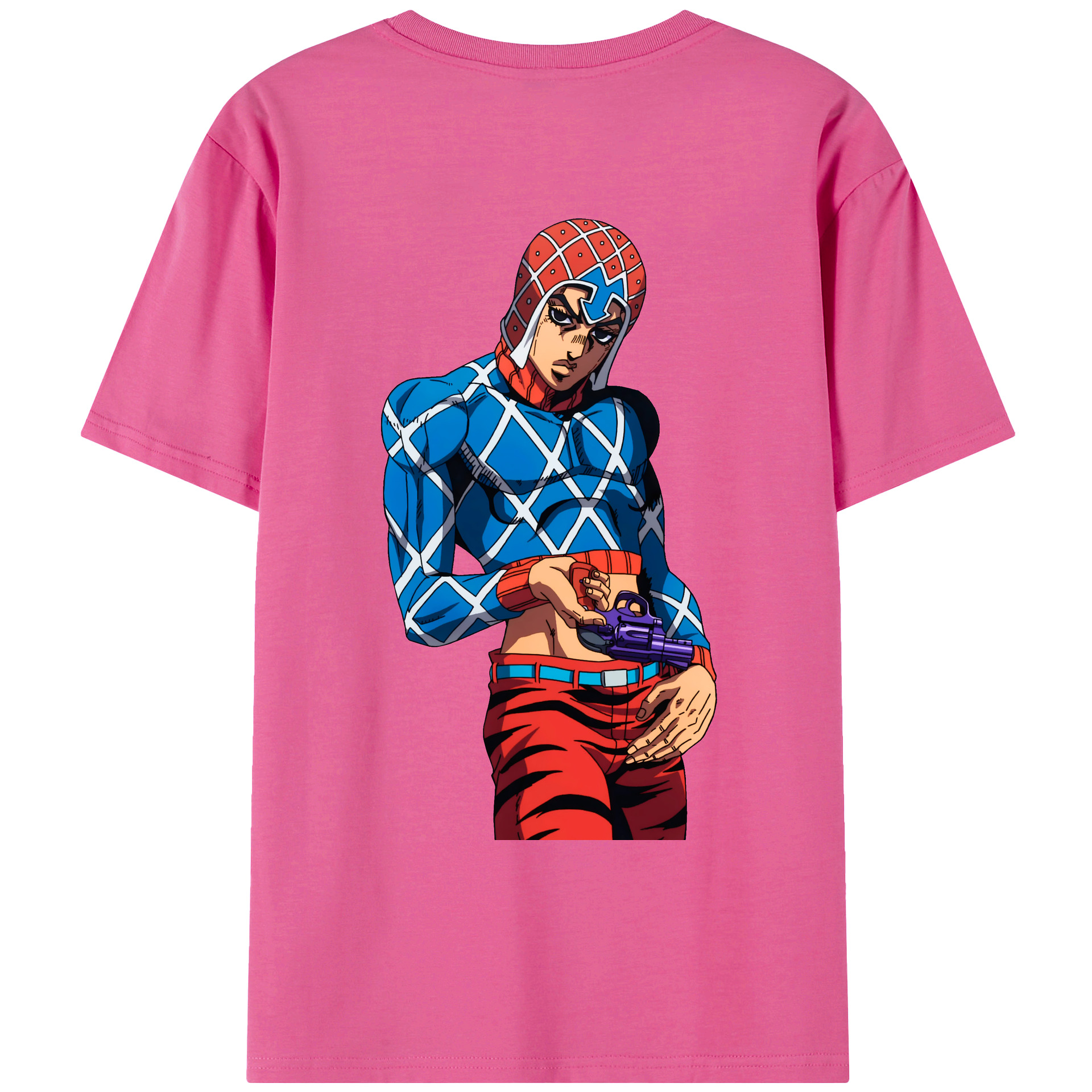 （画像用） ジョジョの奇妙な冒険 グイード?ミスタ JoJo's Bizarre Adventure Guido Mista レディース半袖Tシャツ(バックプリント)