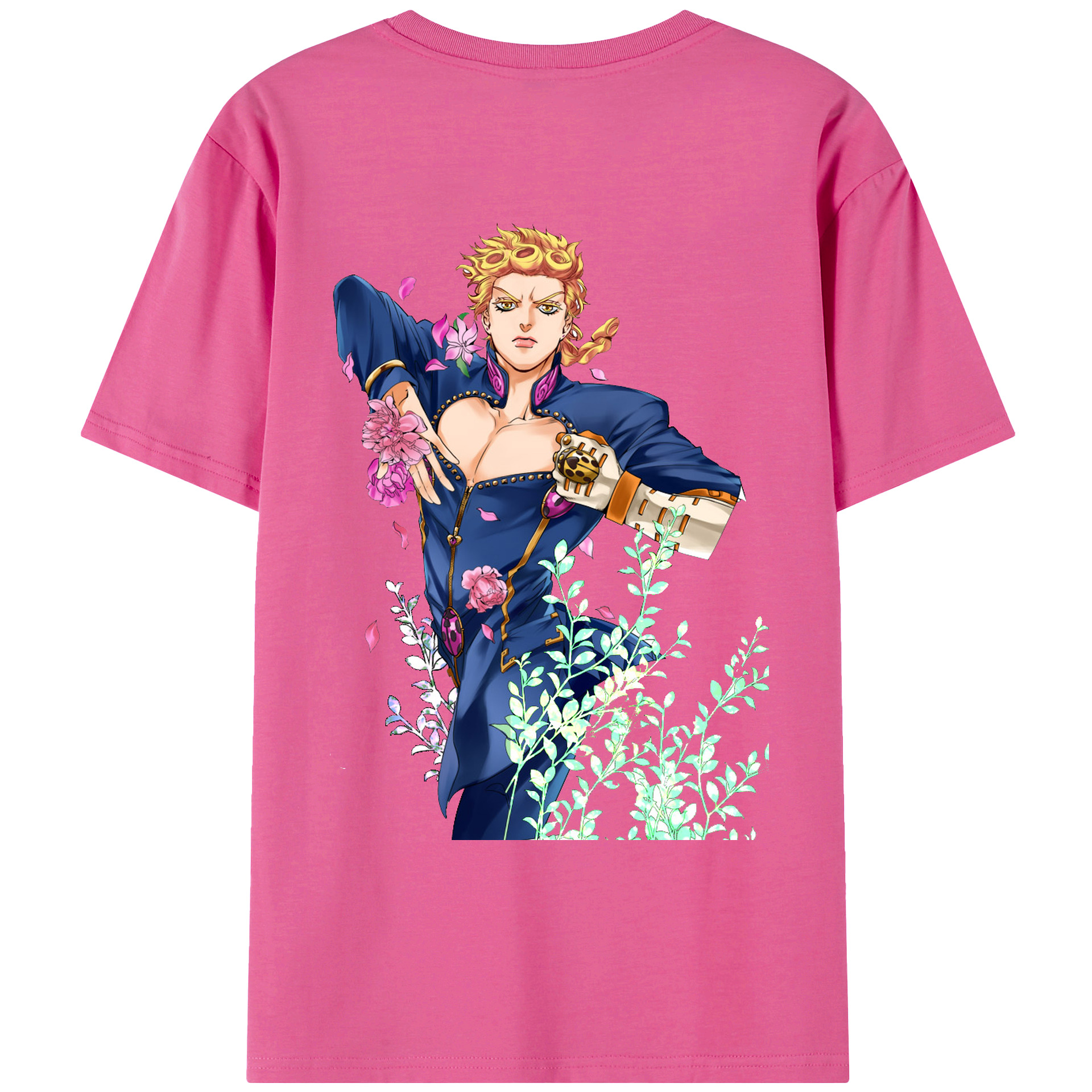 （画像用） ジョジョの奇妙な冒険 ジョルノ?ジョバァーナ JoJo's Bizarre Adventure Giorno Giovanna レディース半袖Tシャツ(バックプリント)
