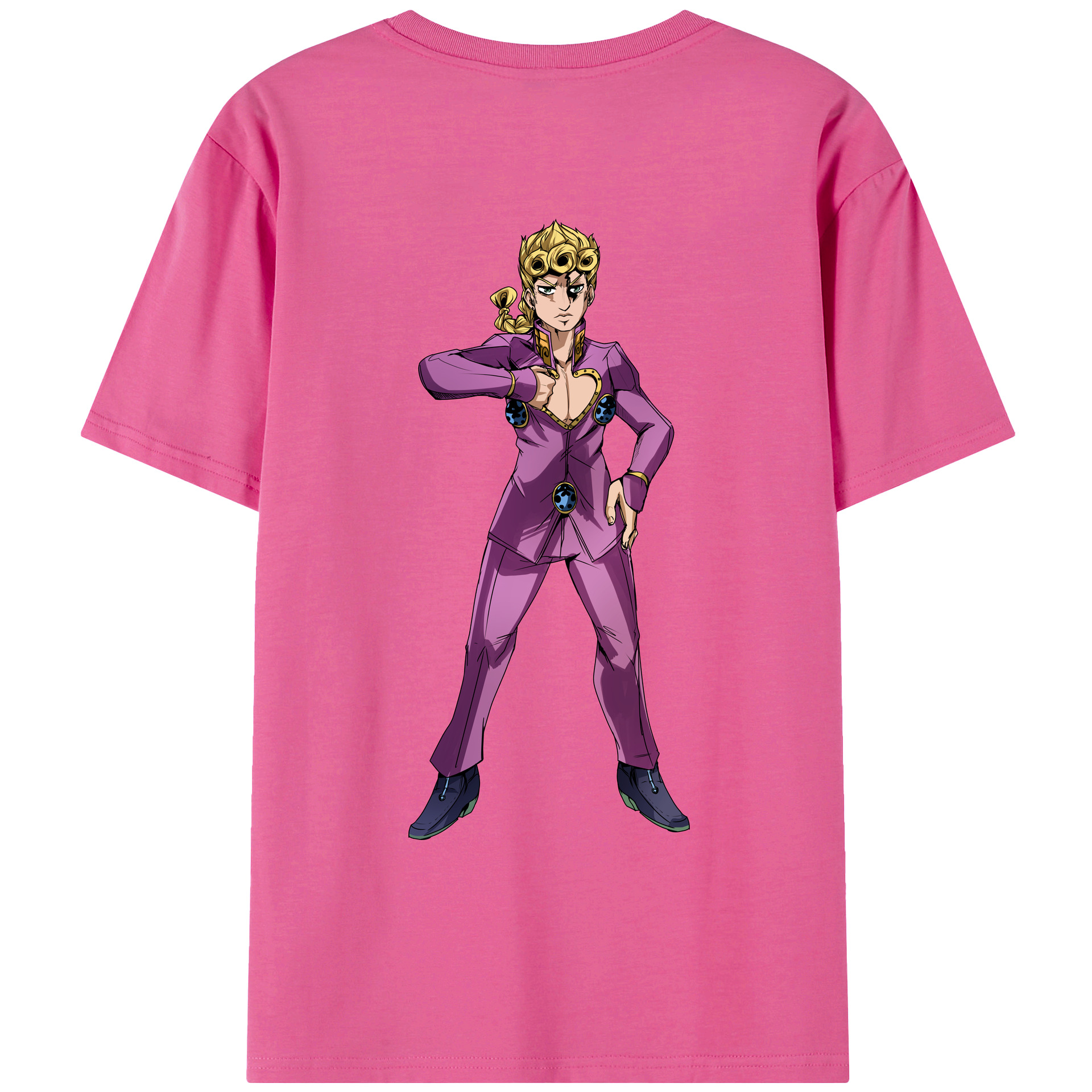 （画像用） ジョジョの奇妙な冒険 ジョルノ?ジョバァーナ JoJo's Bizarre Adventure Giorno Giovanna レディース半袖Tシャツ(バックプリント)