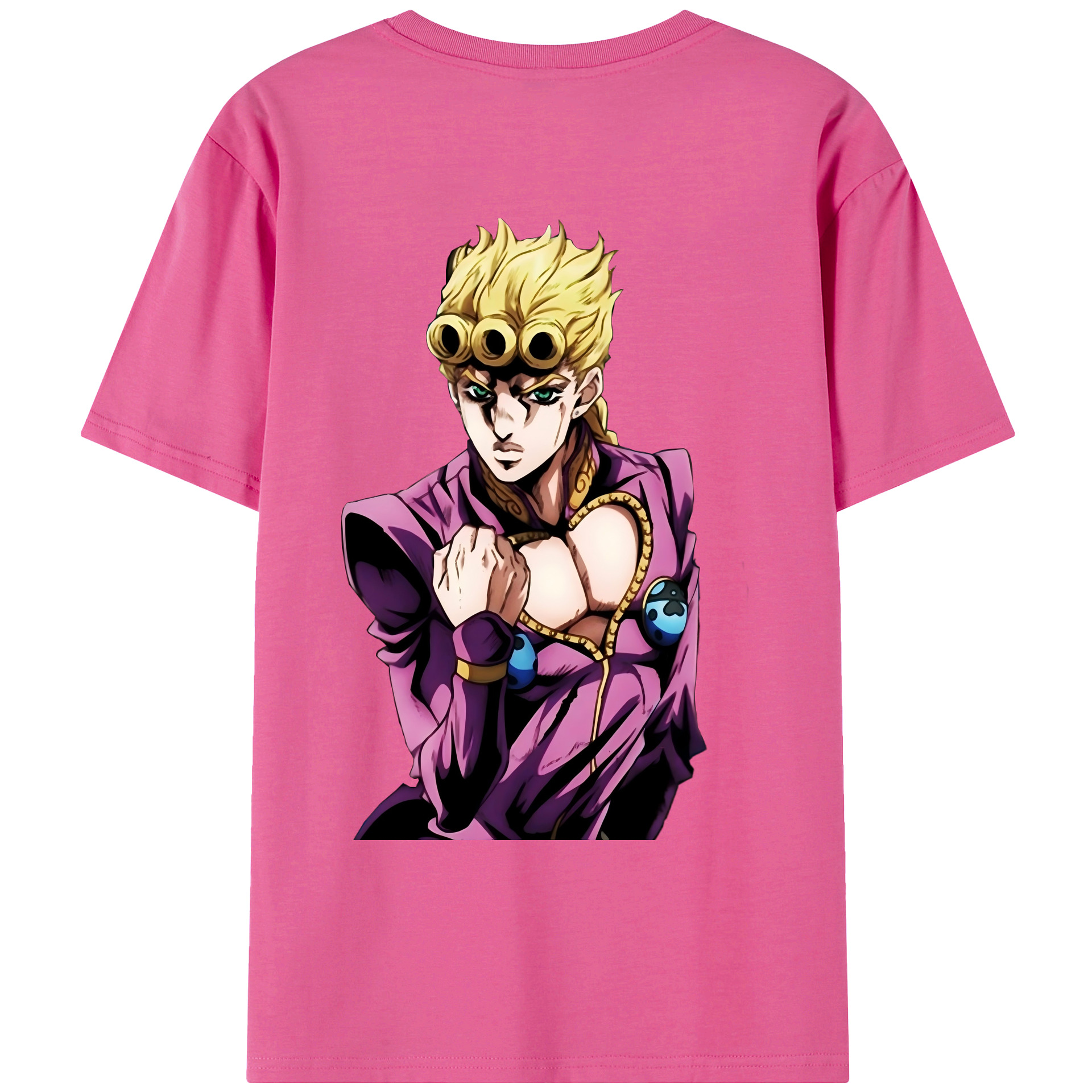 （画像用） ジョジョの奇妙な冒険 ジョルノ?ジョバァーナ JoJo's Bizarre Adventure Giorno Giovanna レディース半袖Tシャツ(バックプリント)