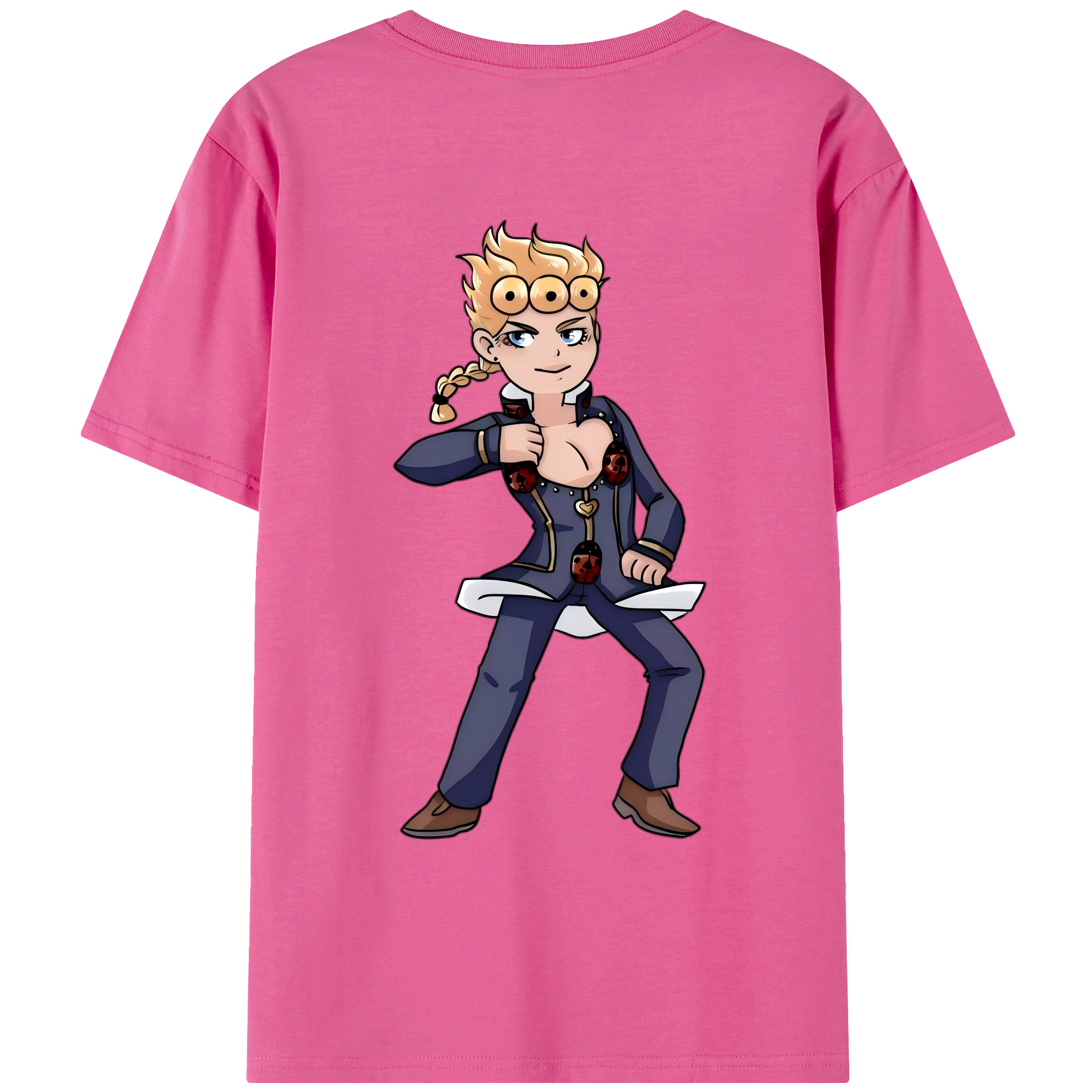 （画像用） ジョジョの奇妙な冒険 ジョルノ?ジョバァーナ JoJo's Bizarre Adventure Giorno Giovanna レディース半袖Tシャツ(バックプリント)