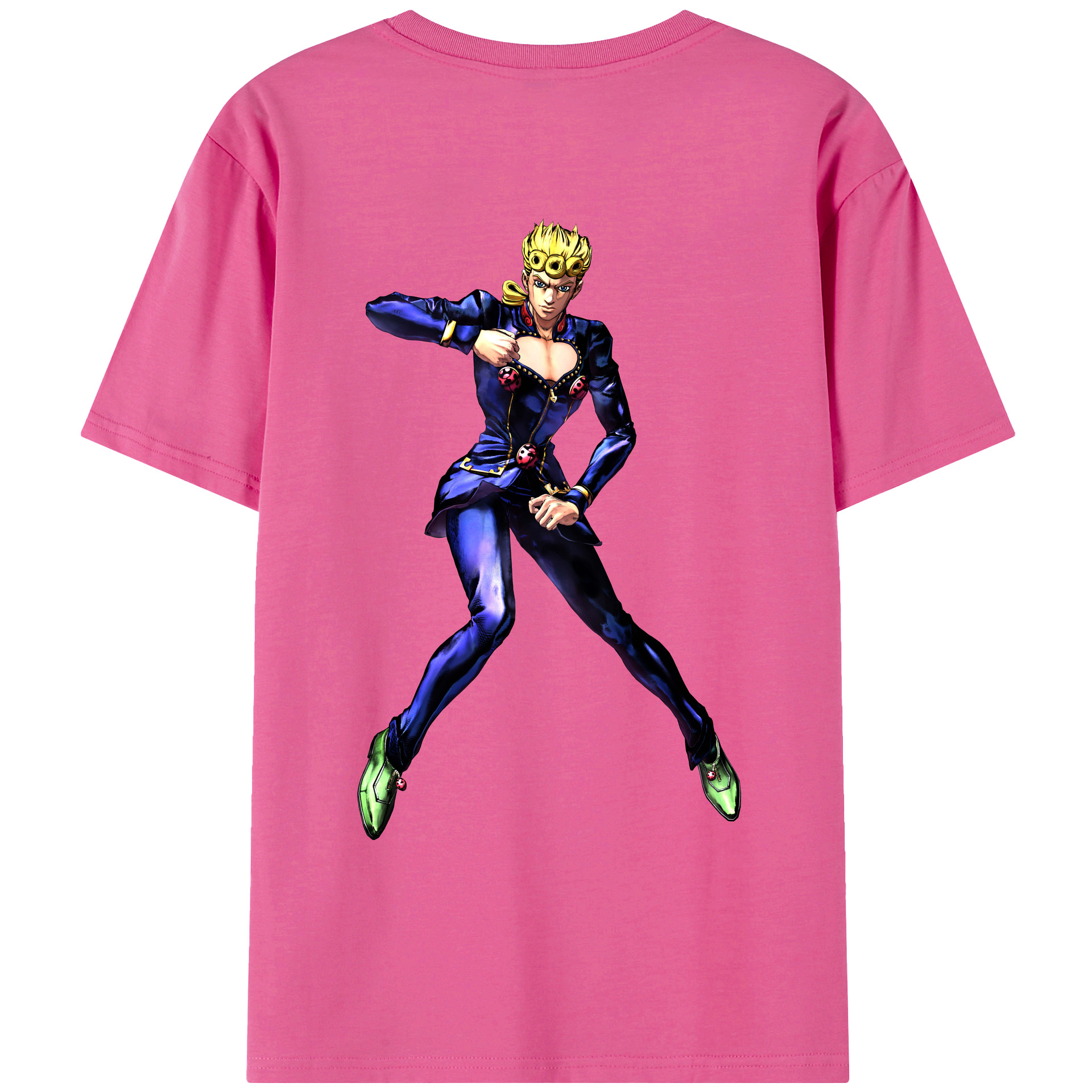 （画像用） ジョジョの奇妙な冒険 ジョルノ?ジョバァーナ JoJo's Bizarre Adventure Giorno Giovanna レディース半袖Tシャツ(バックプリント)