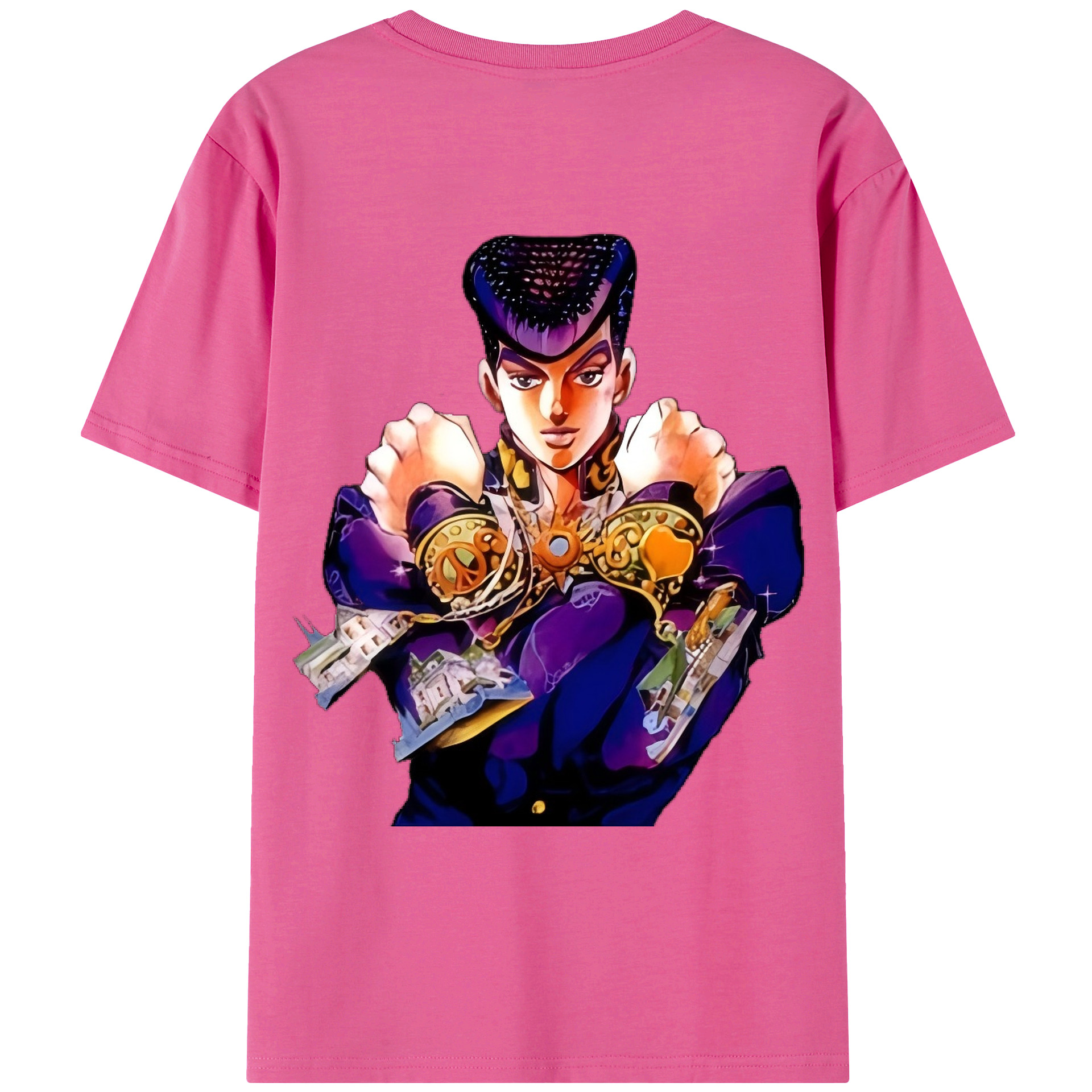 （画像用） ジョジョの奇妙な冒険 ひがしかた じょうすけ JoJo's Bizarre Adventure Higashikata Josuke レディース半袖Tシャツ(バックプリント)