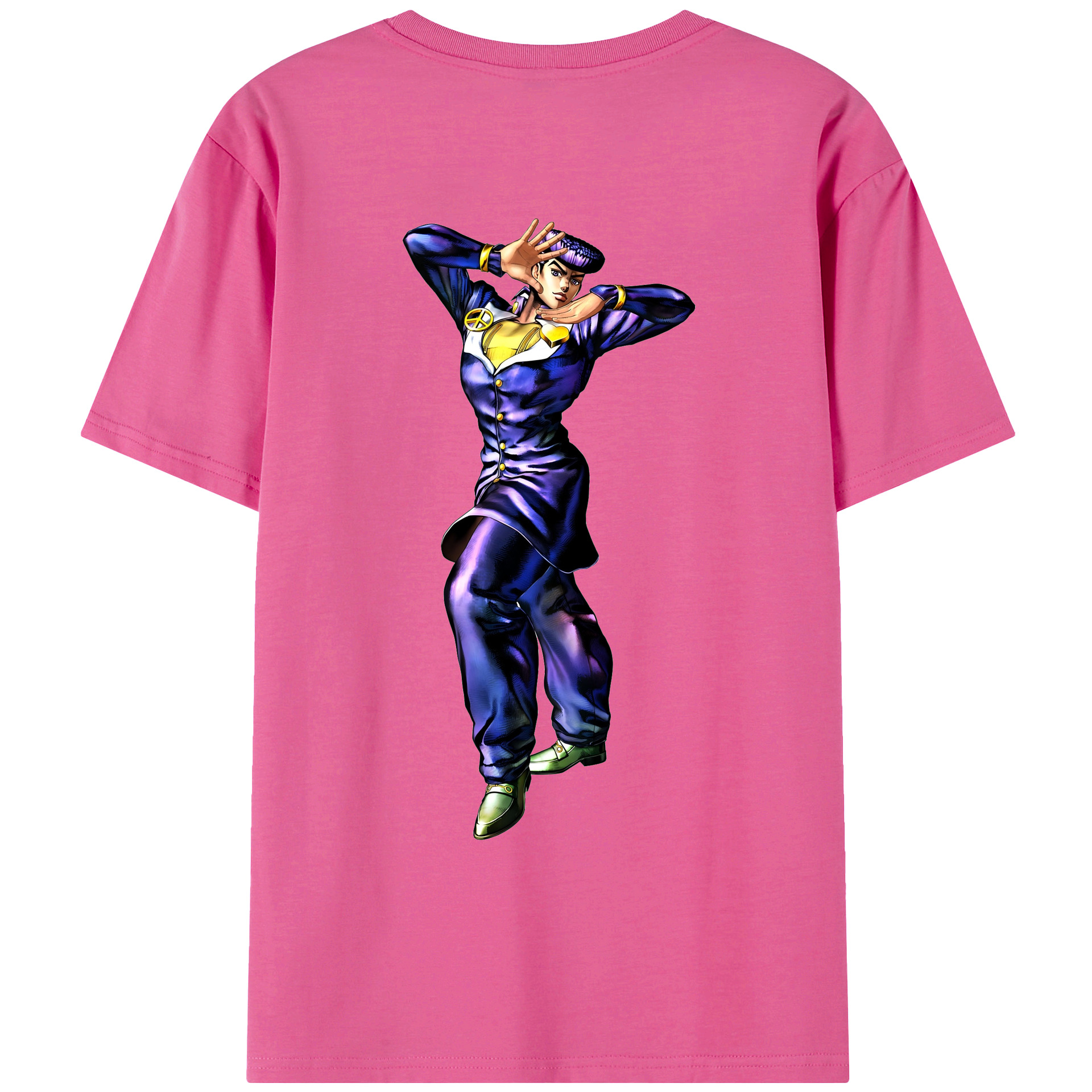 （画像用） ジョジョの奇妙な冒険 ひがしかた じょうすけ JoJo's Bizarre Adventure Higashikata Josuke レディース半袖Tシャツ(バックプリント)
