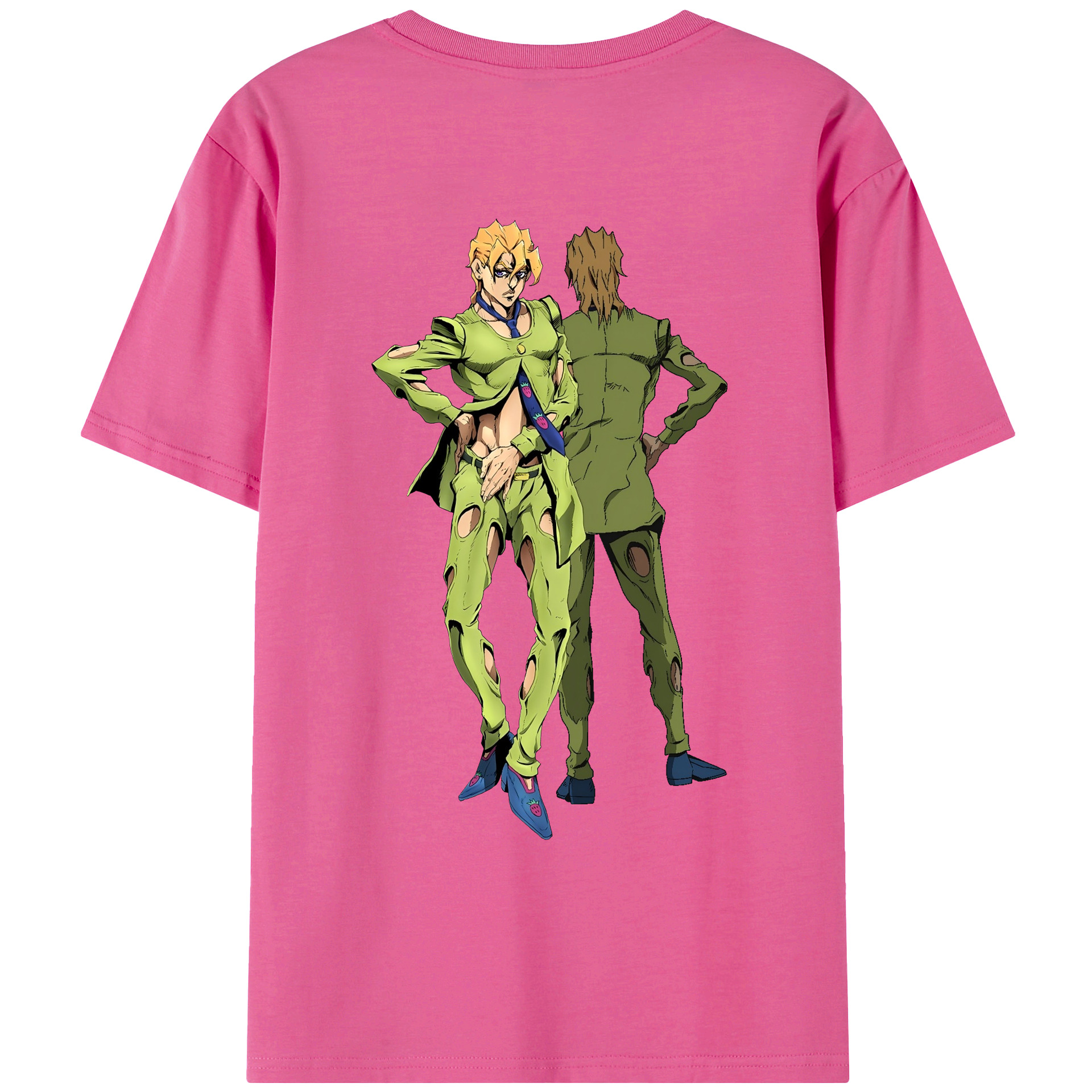 （画像用） ジョジョの奇妙な冒険 パンナコッタ?フー JoJo's Bizarre Adventure Pannacotta Fugo レディース半袖Tシャツ(バックプリント)