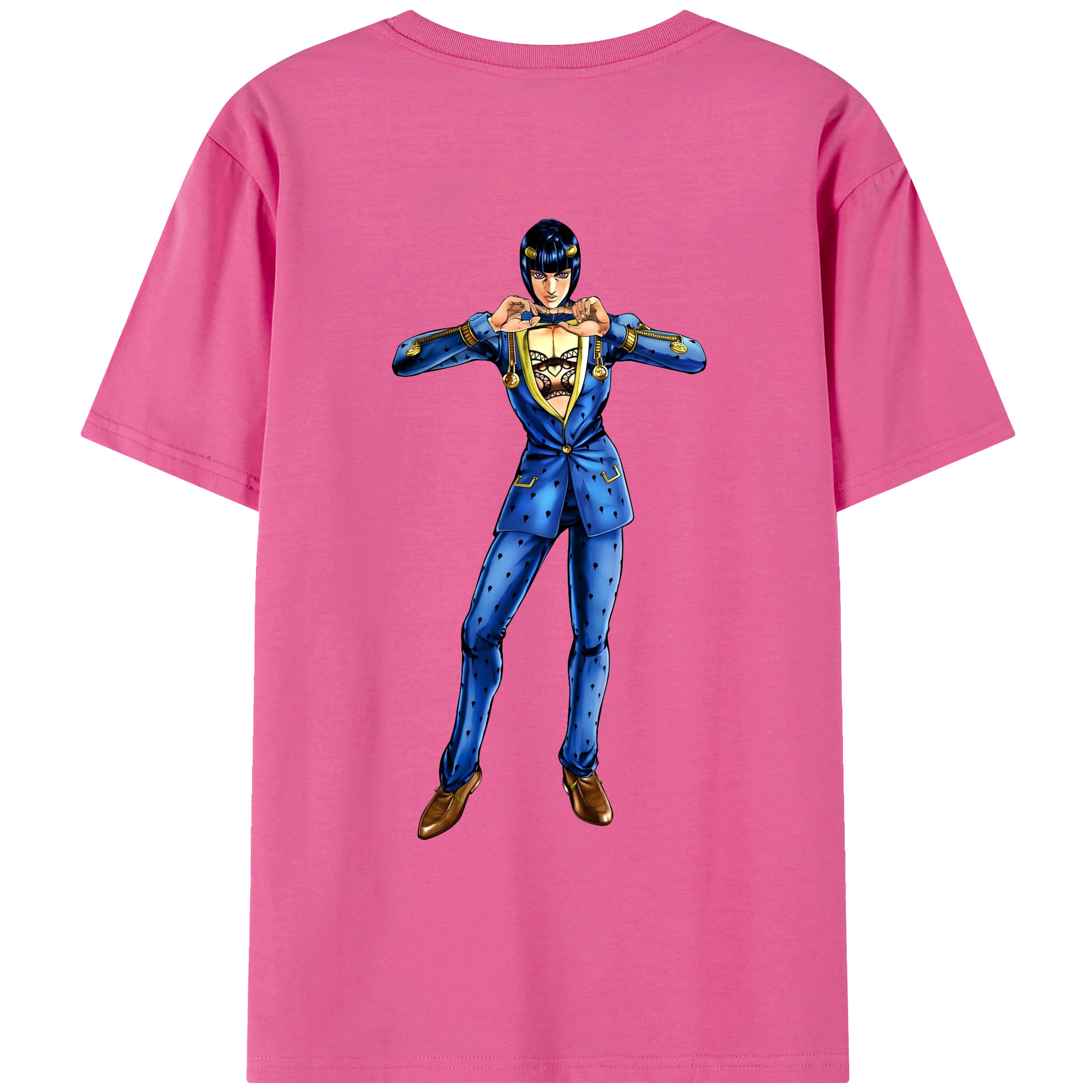 （画像用） ジョジョの奇妙な冒険 ブローノ?ブチャラティ JoJo's Bizarre Adventure Bruno Bucciarati レディース半袖Tシャツ(バックプリント)