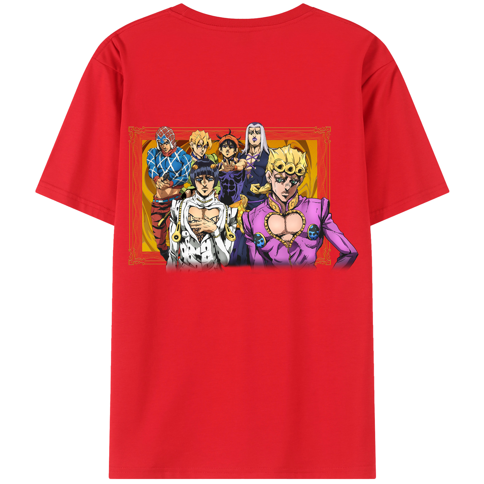（画像用） ジョジョの奇妙な冒険 ジョルノ?ジョバァーナ JoJo's Bizarre Adventure Giorno Giovanna レディース半袖Tシャツ(バックプリント)