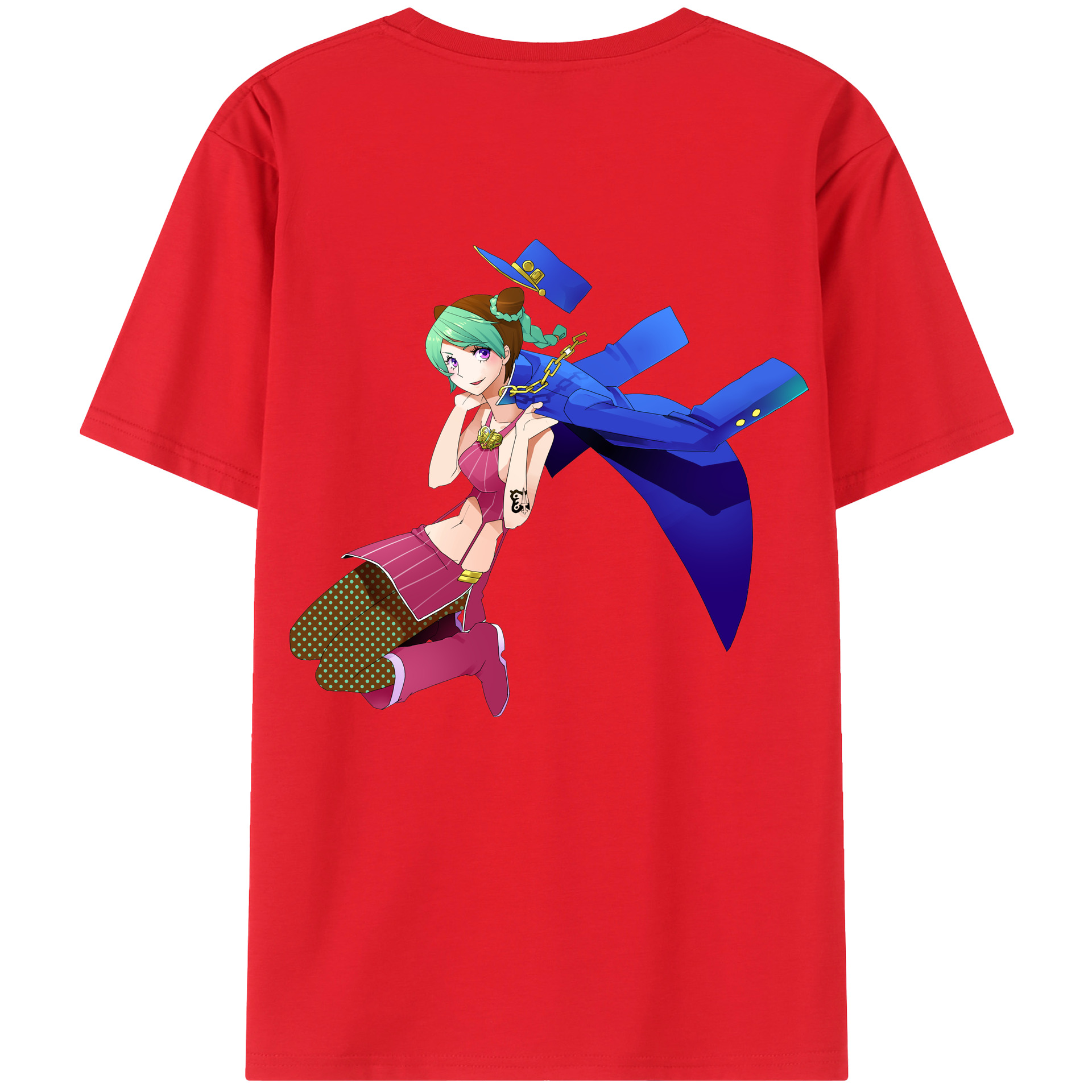 （画像用） "ジョジョの奇妙な冒険 くうじょう ジョリーン JoJo's Bizarre Adventure Jolyne Cujoh " レディース半袖Tシャツ(バックプリント)