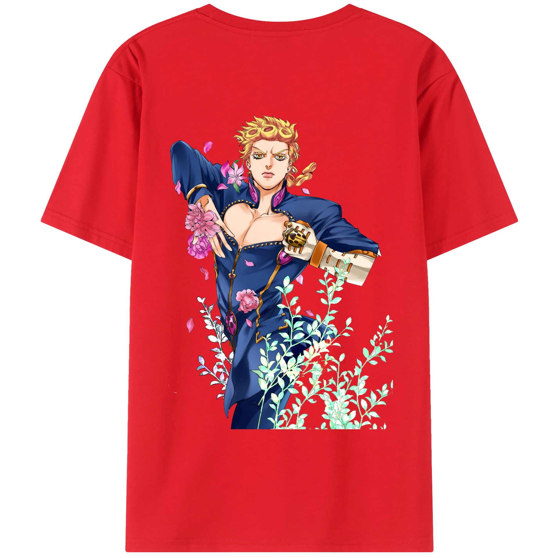 （画像用） ジョジョの奇妙な冒険 ジョルノ?ジョバァーナ JoJo's Bizarre Adventure Giorno Giovanna レディース半袖Tシャツ(バックプリント)