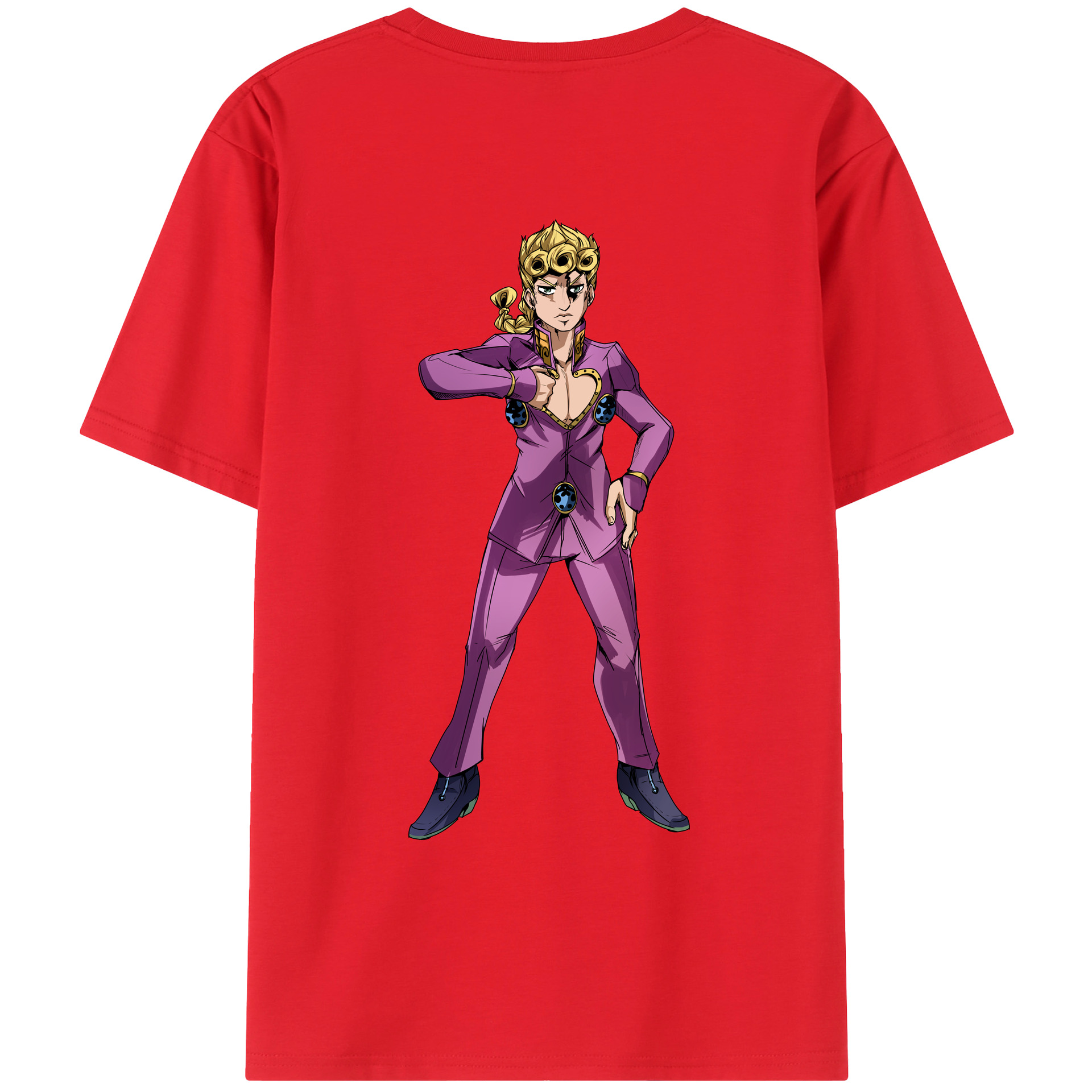 （画像用） ジョジョの奇妙な冒険 ジョルノ?ジョバァーナ JoJo's Bizarre Adventure Giorno Giovanna レディース半袖Tシャツ(バックプリント)