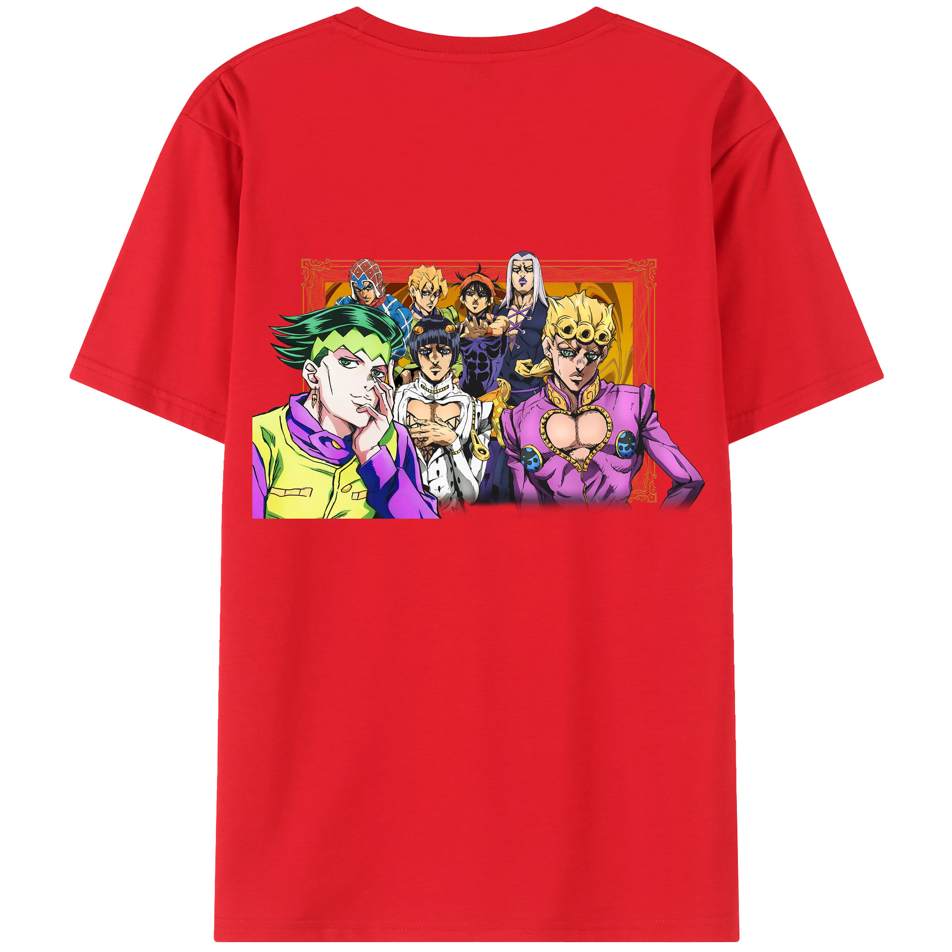 （画像用） ジョジョの奇妙な冒険 ジョルノ?ジョバァーナ JoJo's Bizarre Adventure Giorno Giovanna レディース半袖Tシャツ(バックプリント)