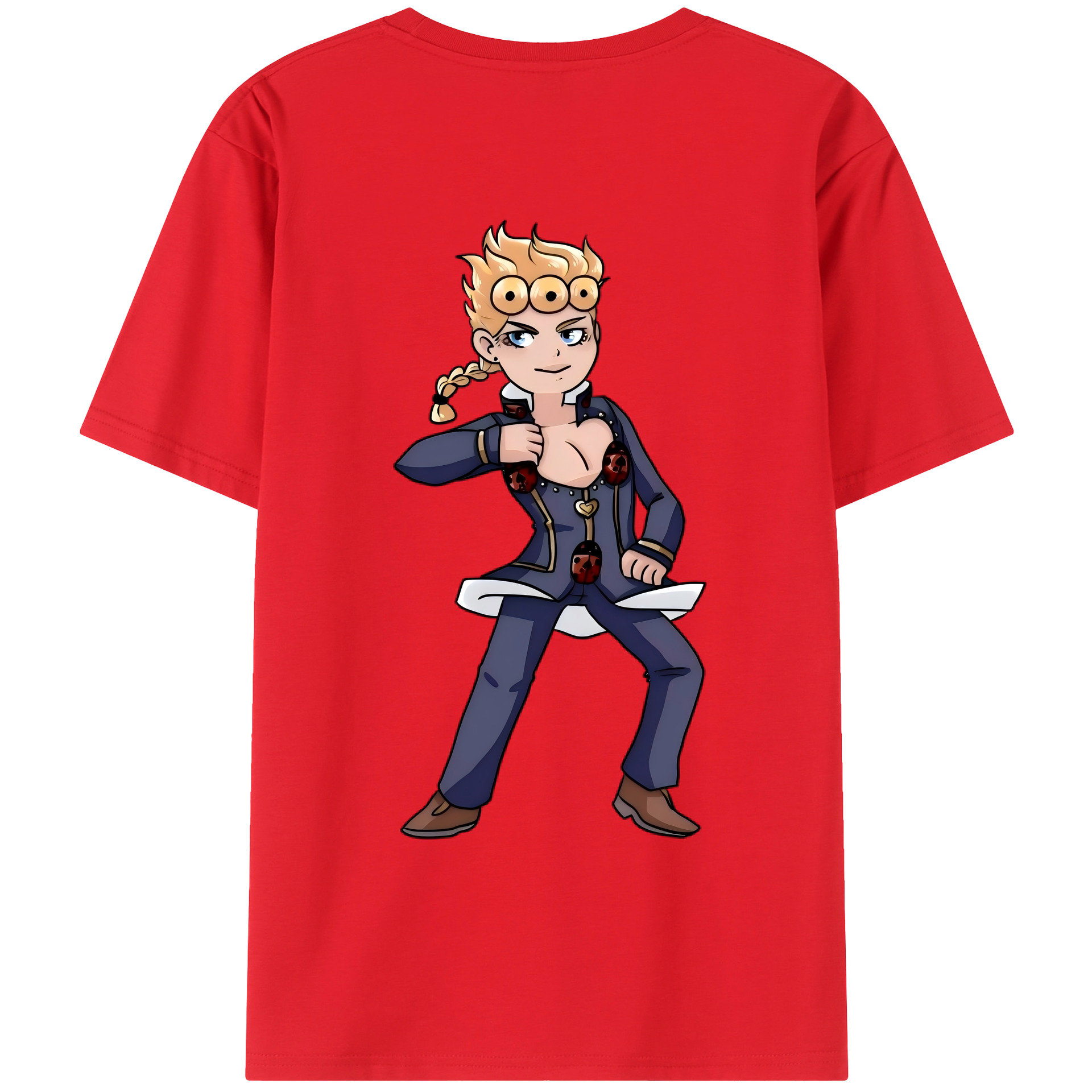 （画像用） ジョジョの奇妙な冒険 ジョルノ?ジョバァーナ JoJo's Bizarre Adventure Giorno Giovanna レディース半袖Tシャツ(バックプリント)