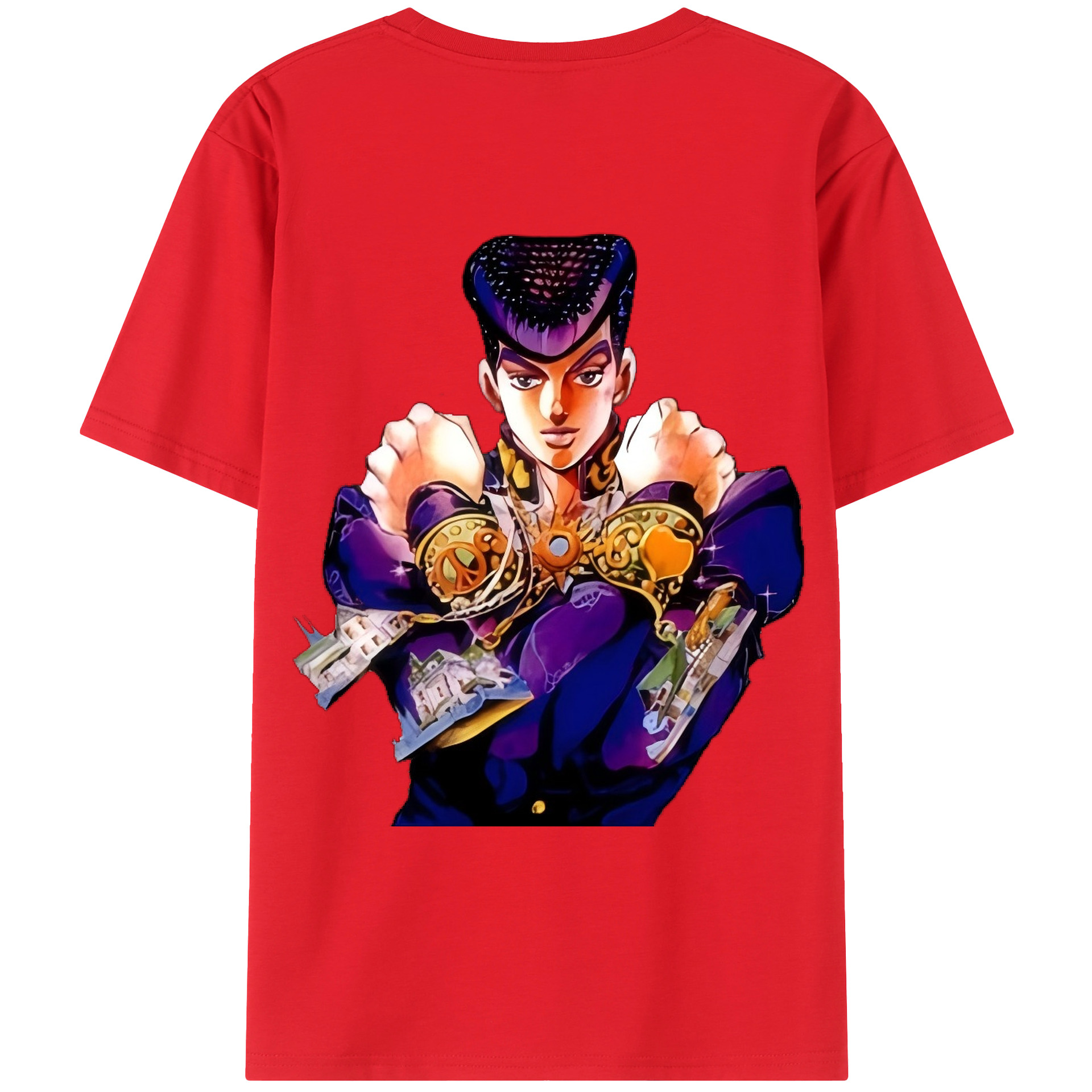 （画像用） ジョジョの奇妙な冒険 ひがしかた じょうすけ JoJo's Bizarre Adventure Higashikata Josuke レディース半袖Tシャツ(バックプリント)