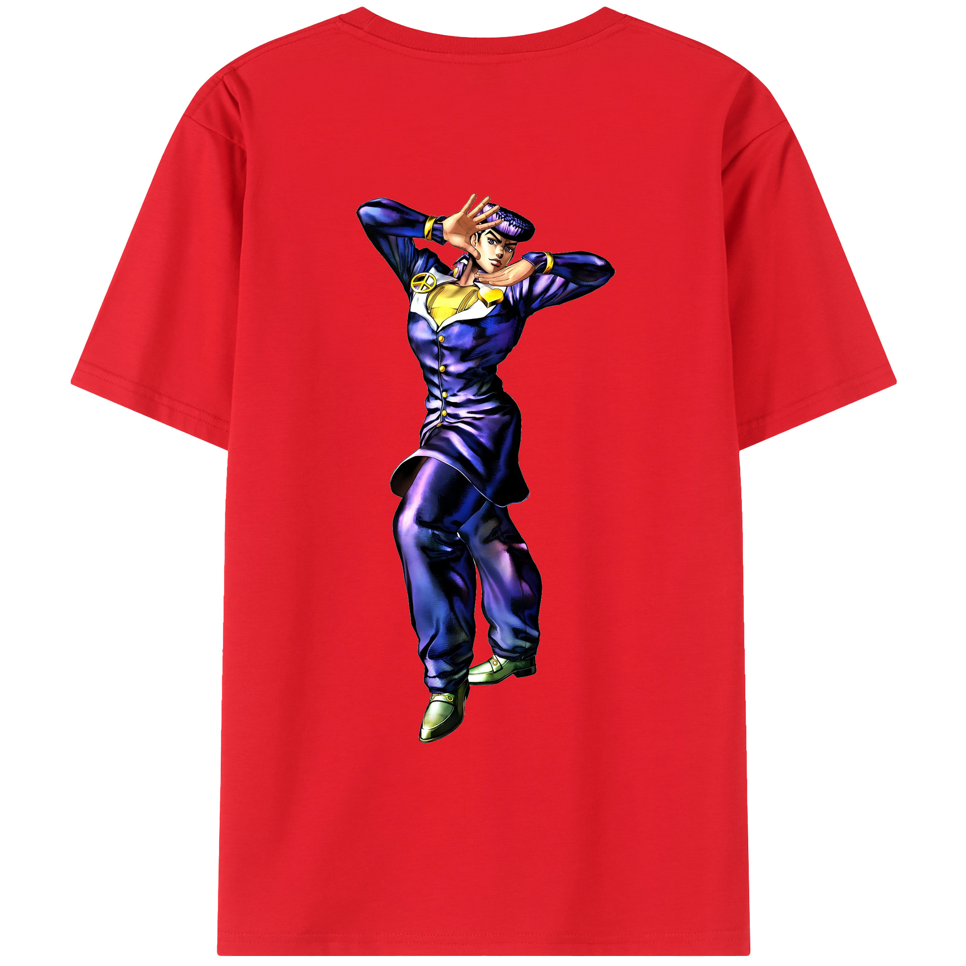 （画像用） ジョジョの奇妙な冒険 ひがしかた じょうすけ JoJo's Bizarre Adventure Higashikata Josuke レディース半袖Tシャツ(バックプリント)
