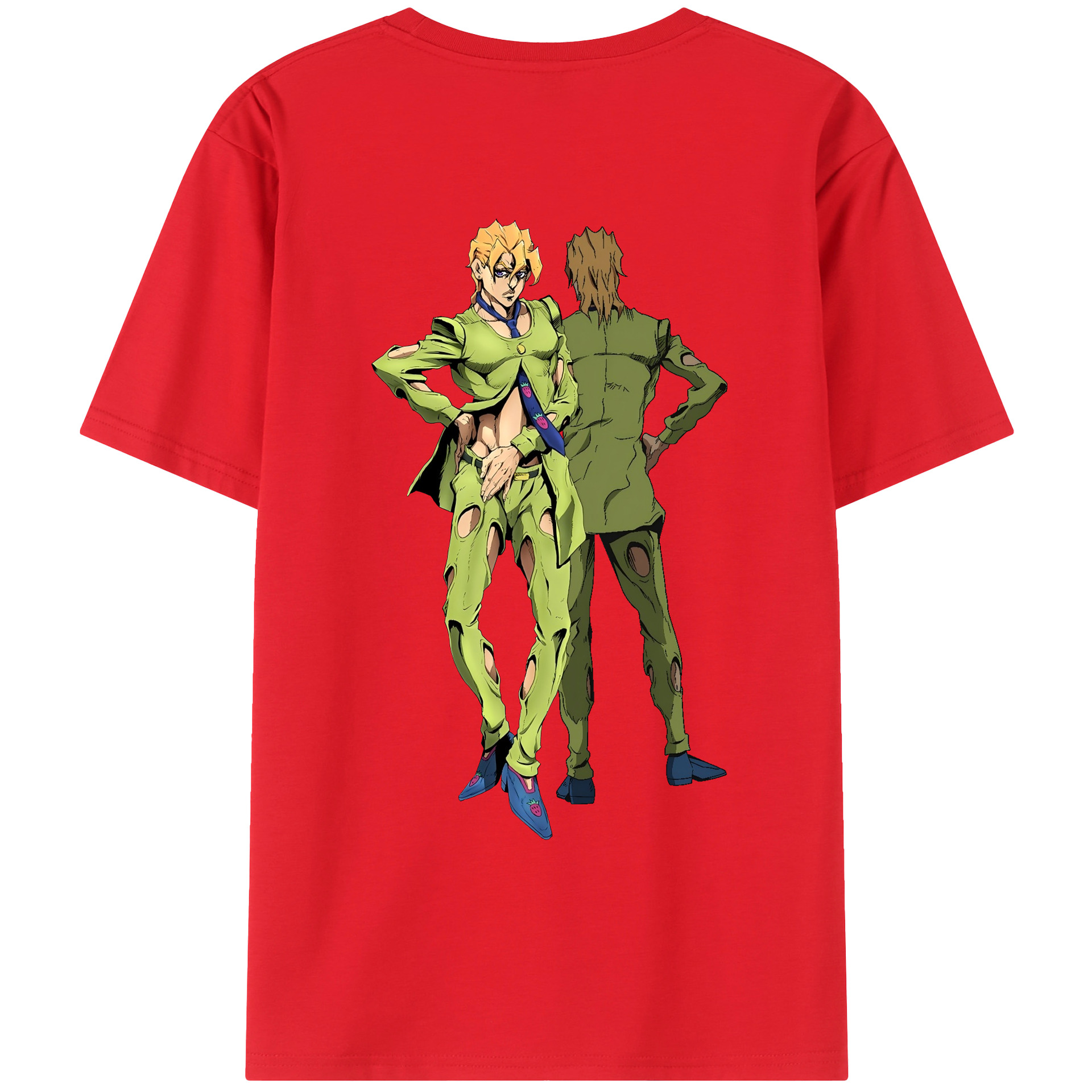 （画像用） ジョジョの奇妙な冒険 パンナコッタ?フー JoJo's Bizarre Adventure Pannacotta Fugo レディース半袖Tシャツ(バックプリント)
