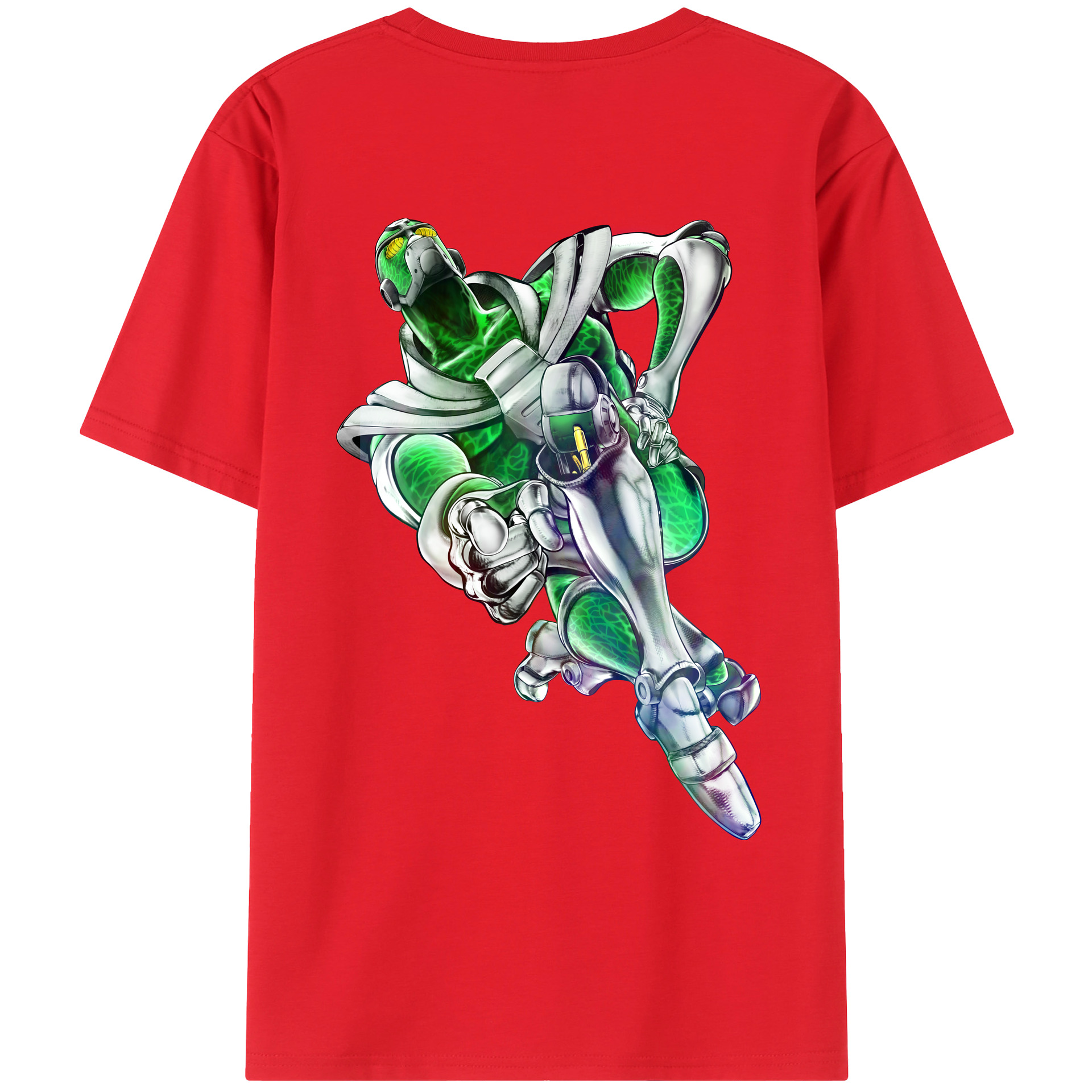 （画像用） ジョジョの奇妙な冒険 花京院 典明（かきょういん のりあき） JoJo's Bizarre Adventure Kakyoin Noriaki レディース半袖Tシャツ(バックプリント)