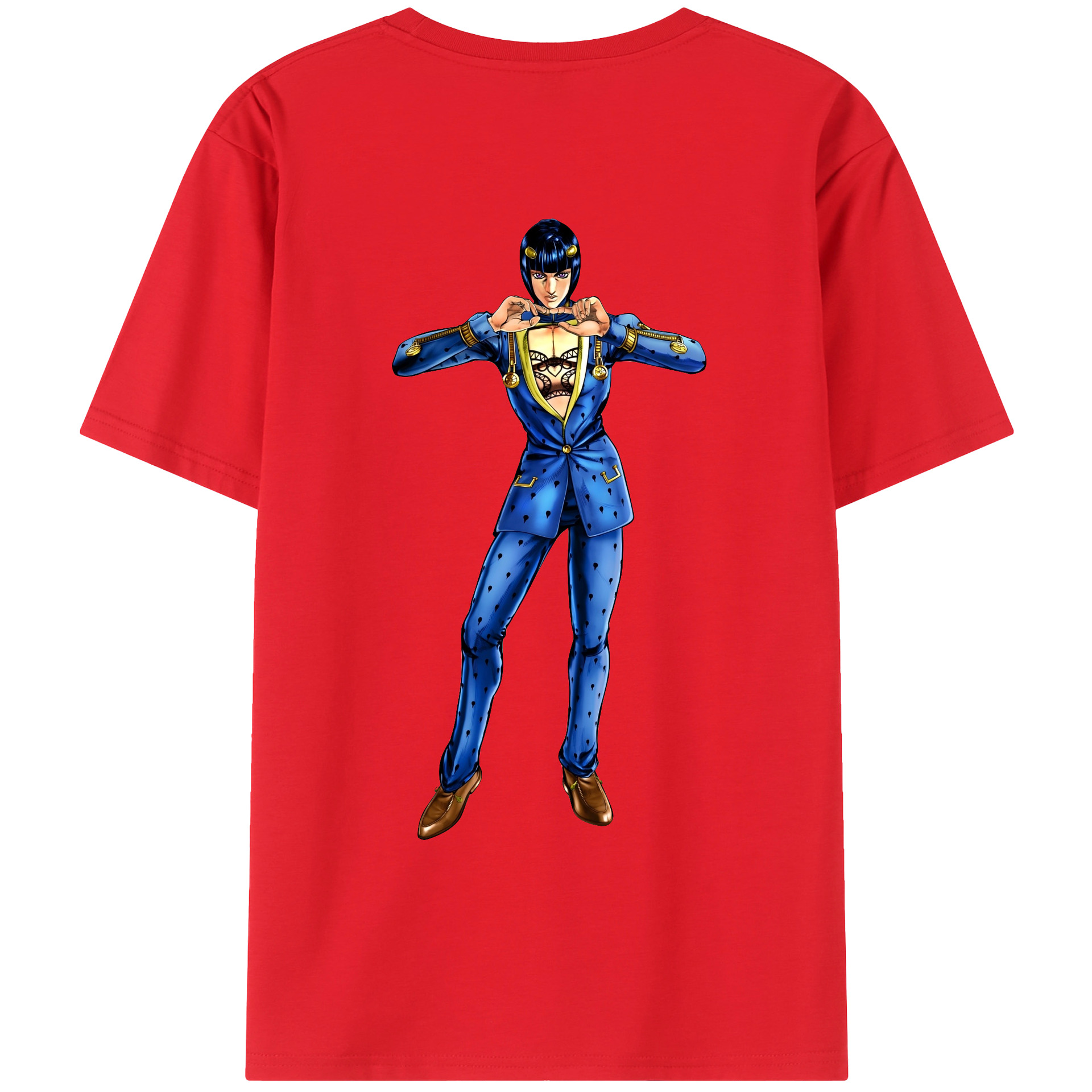 （画像用） ジョジョの奇妙な冒険 ブローノ?ブチャラティ JoJo's Bizarre Adventure Bruno Bucciarati レディース半袖Tシャツ(バックプリント)