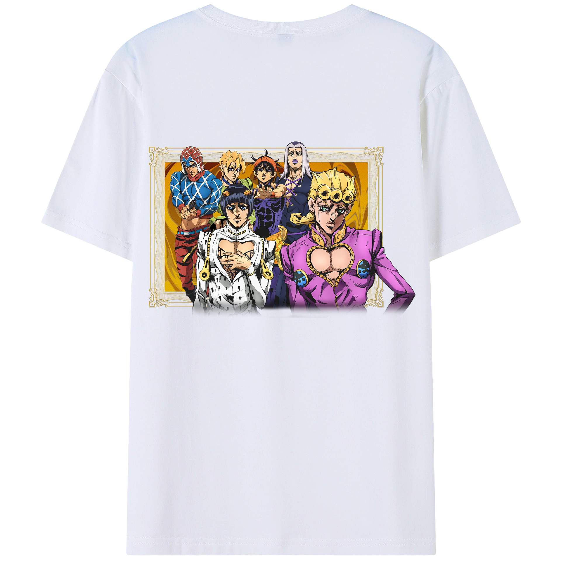 （画像用） ジョジョの奇妙な冒険 ジョルノ?ジョバァーナ JoJo's Bizarre Adventure Giorno Giovanna レディース半袖Tシャツ(バックプリント)