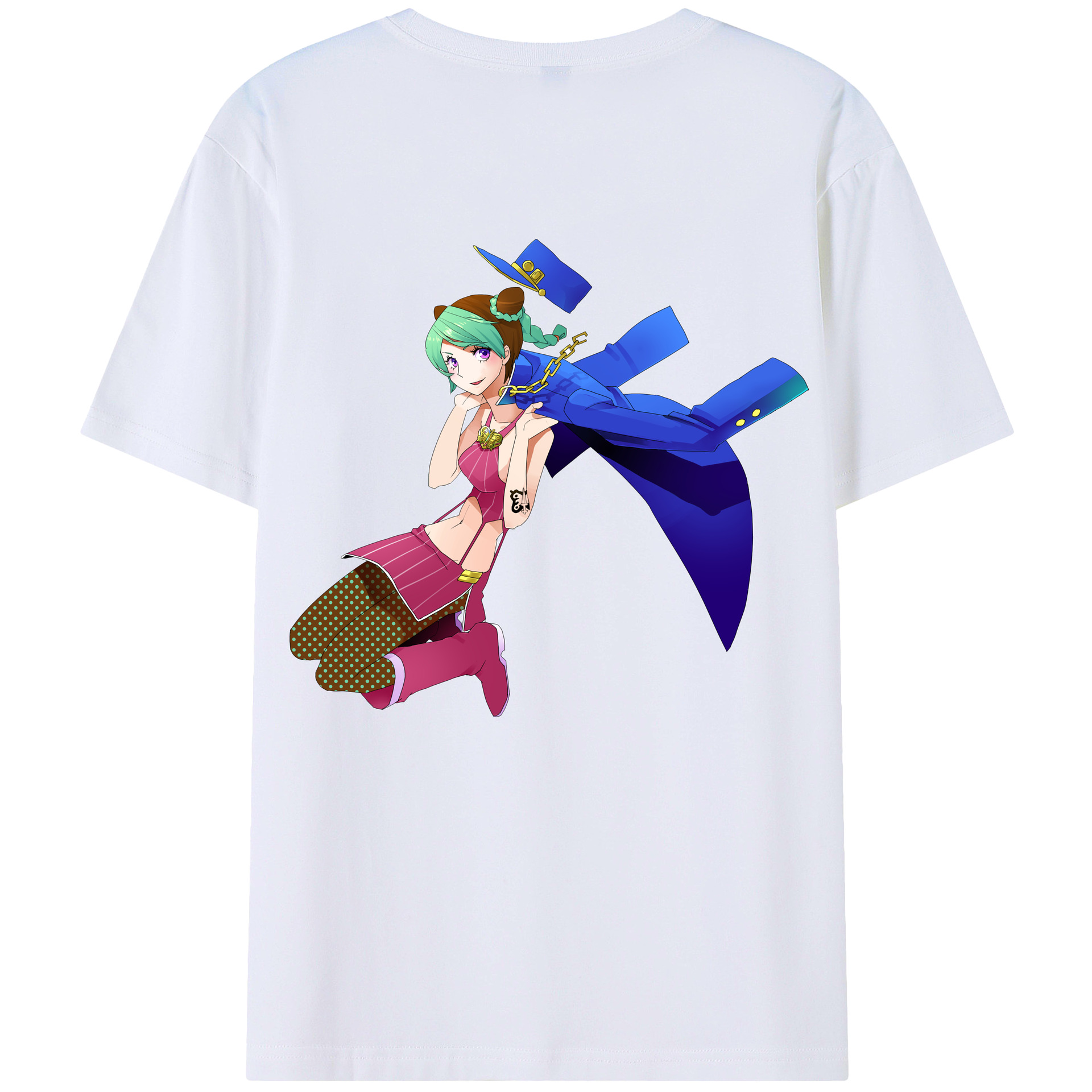 （画像用） "ジョジョの奇妙な冒険 くうじょう ジョリーン JoJo's Bizarre Adventure Jolyne Cujoh " レディース半袖Tシャツ(バックプリント)